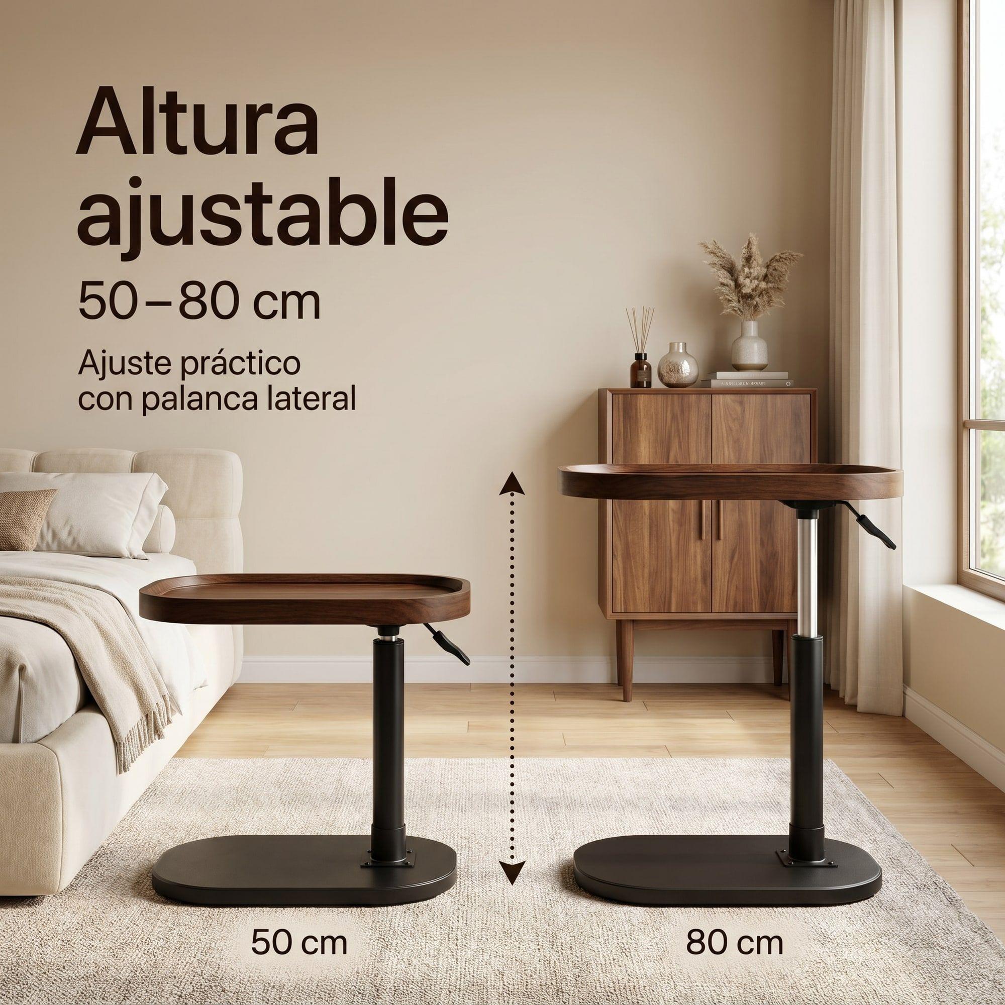 Mesa Lateral Jacinta Altura Ajustable Resistente Con Piston Marrón-6