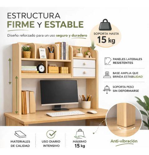 Organizador De Escritorio Estantería Con 2 Cajones 92cm-3