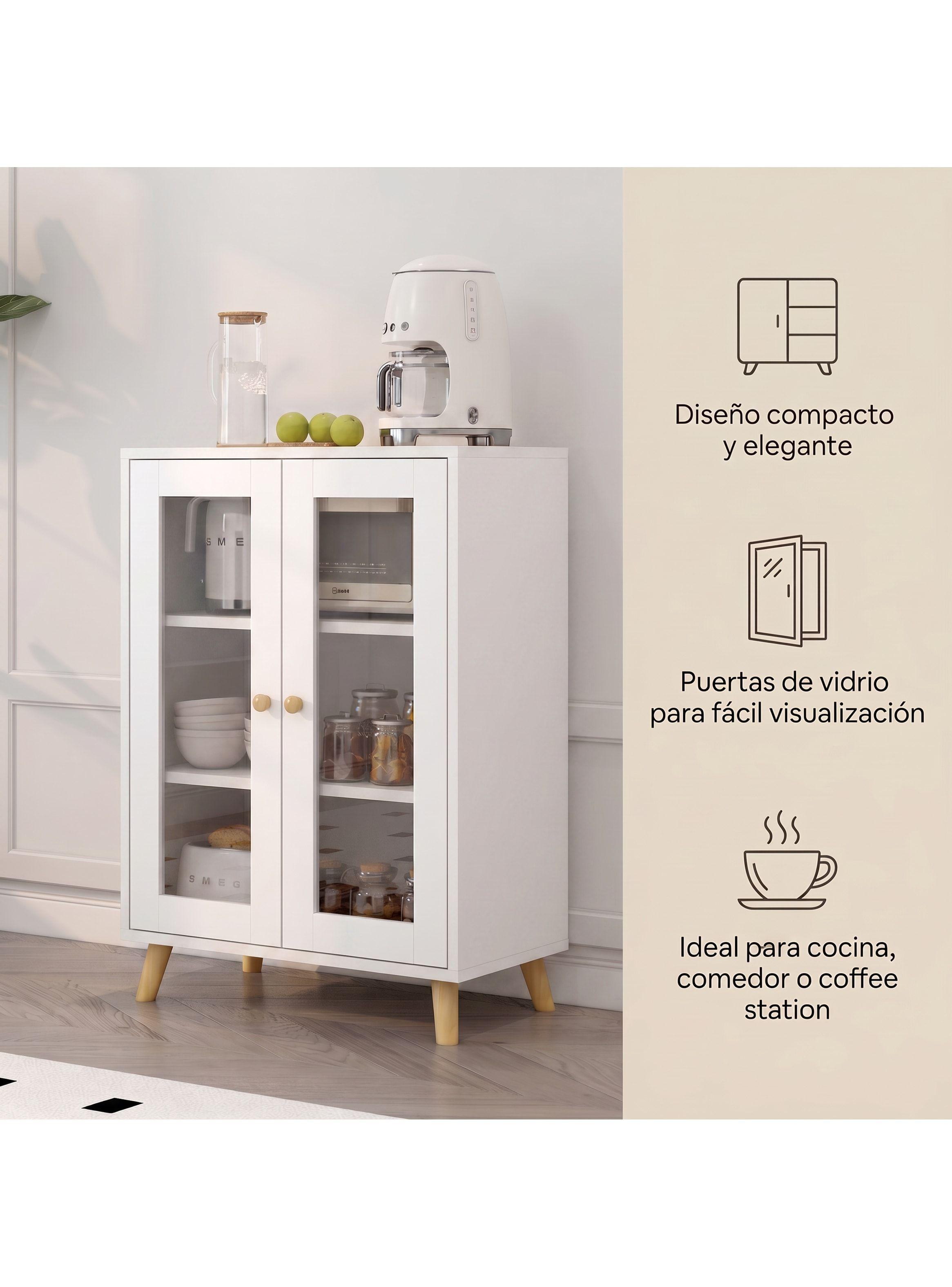 Aparador Buffet De Cocina Comedor Puerta De Vidrio 60cm ZWG0216W-1