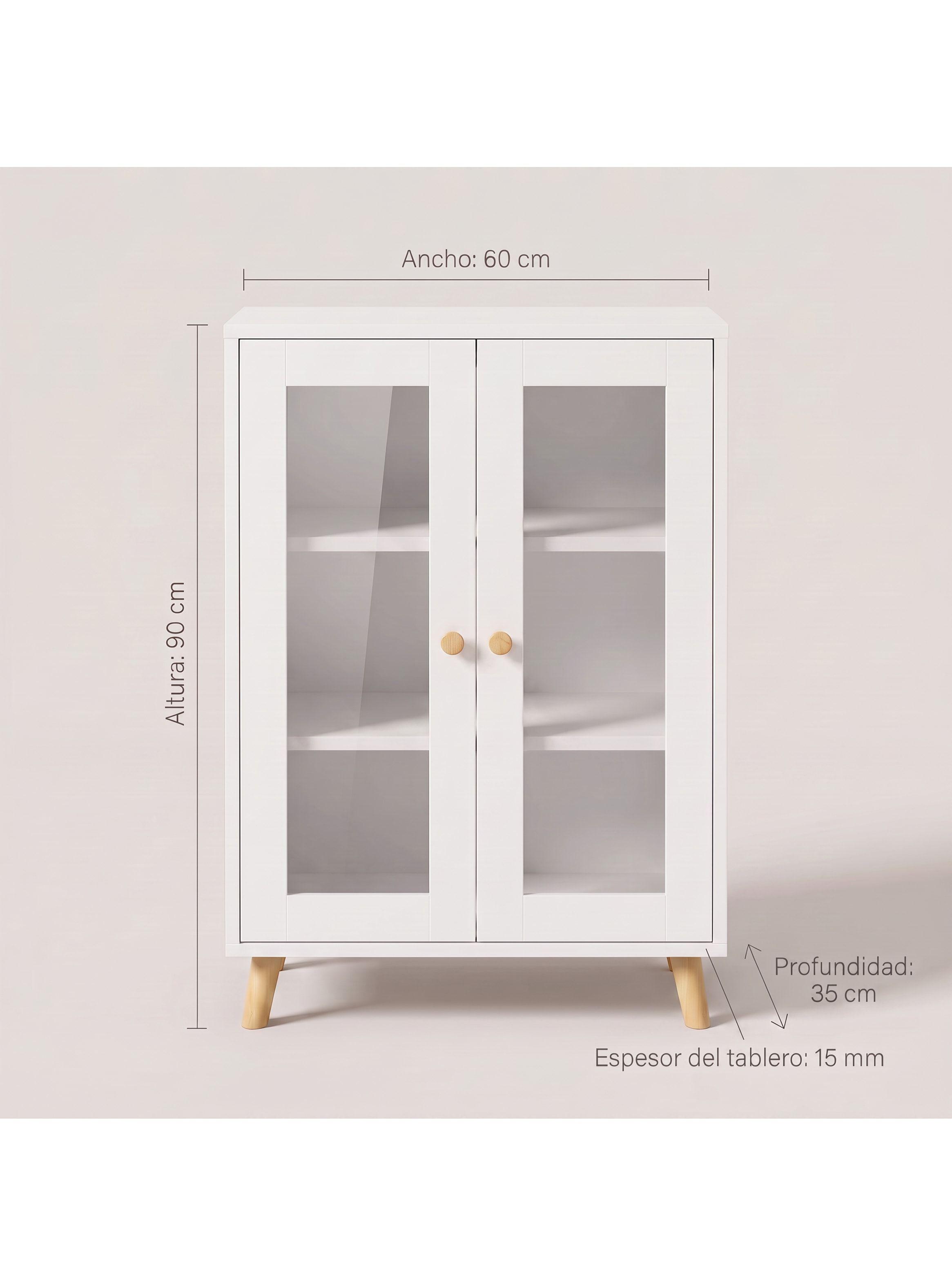 Aparador Buffet De Cocina Comedor Puerta De Vidrio 60cm ZWG0216W-2