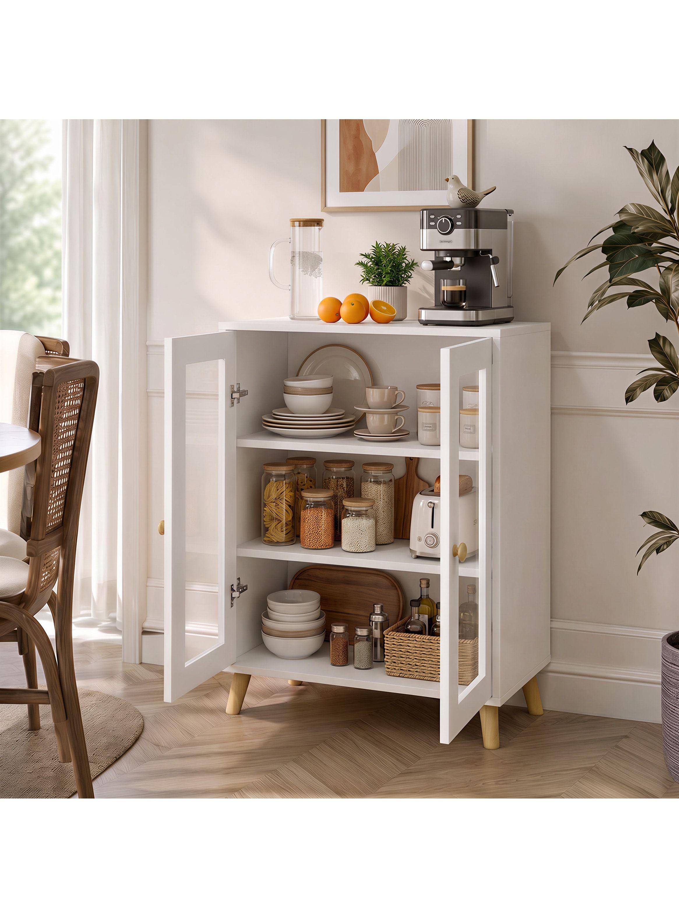 Aparador Buffet De Cocina Comedor Puerta De Vidrio 60cm ZWG0216W-4