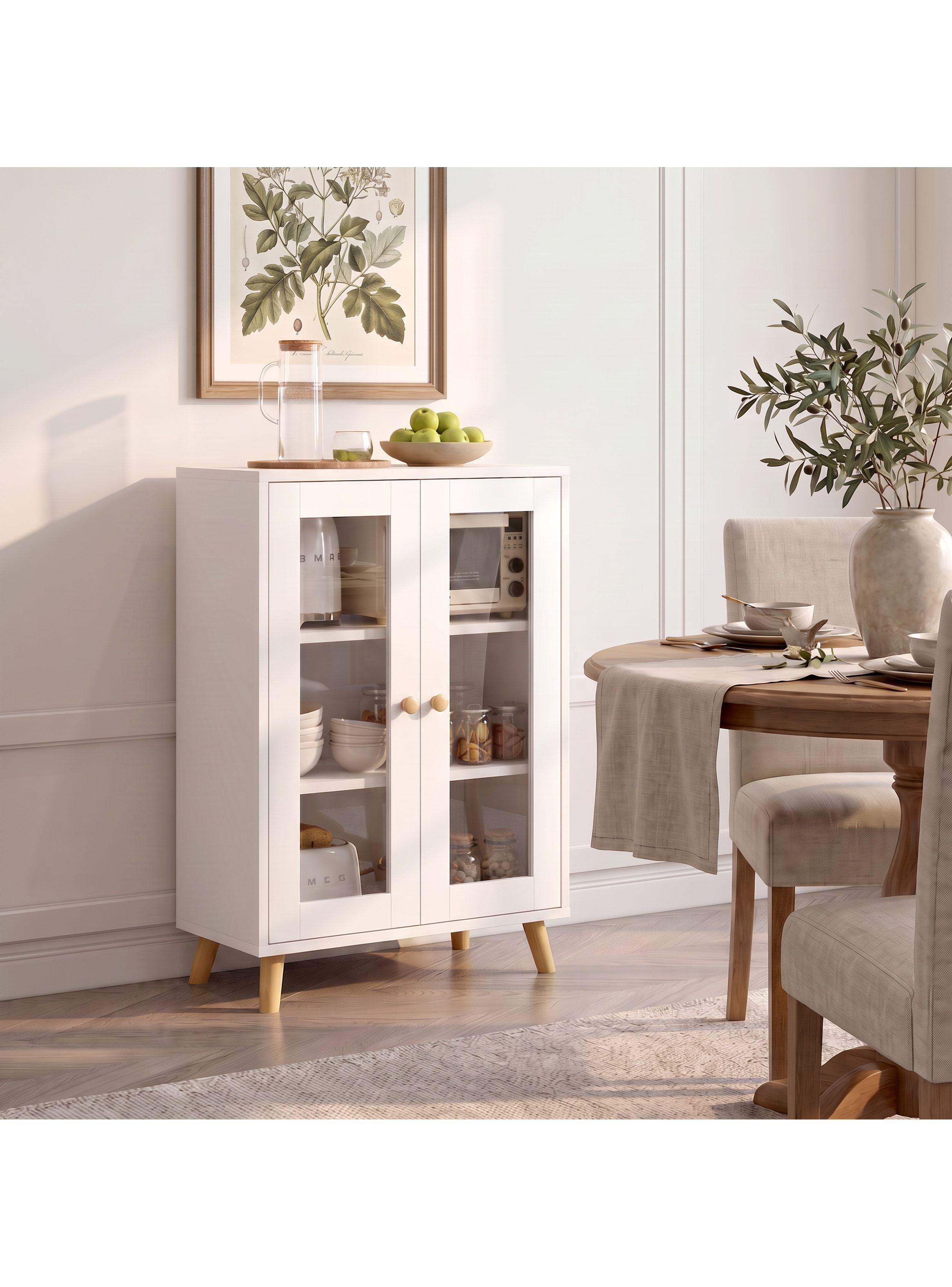 Aparador Buffet De Cocina Comedor Puerta De Vidrio 60cm ZWG0216W-6