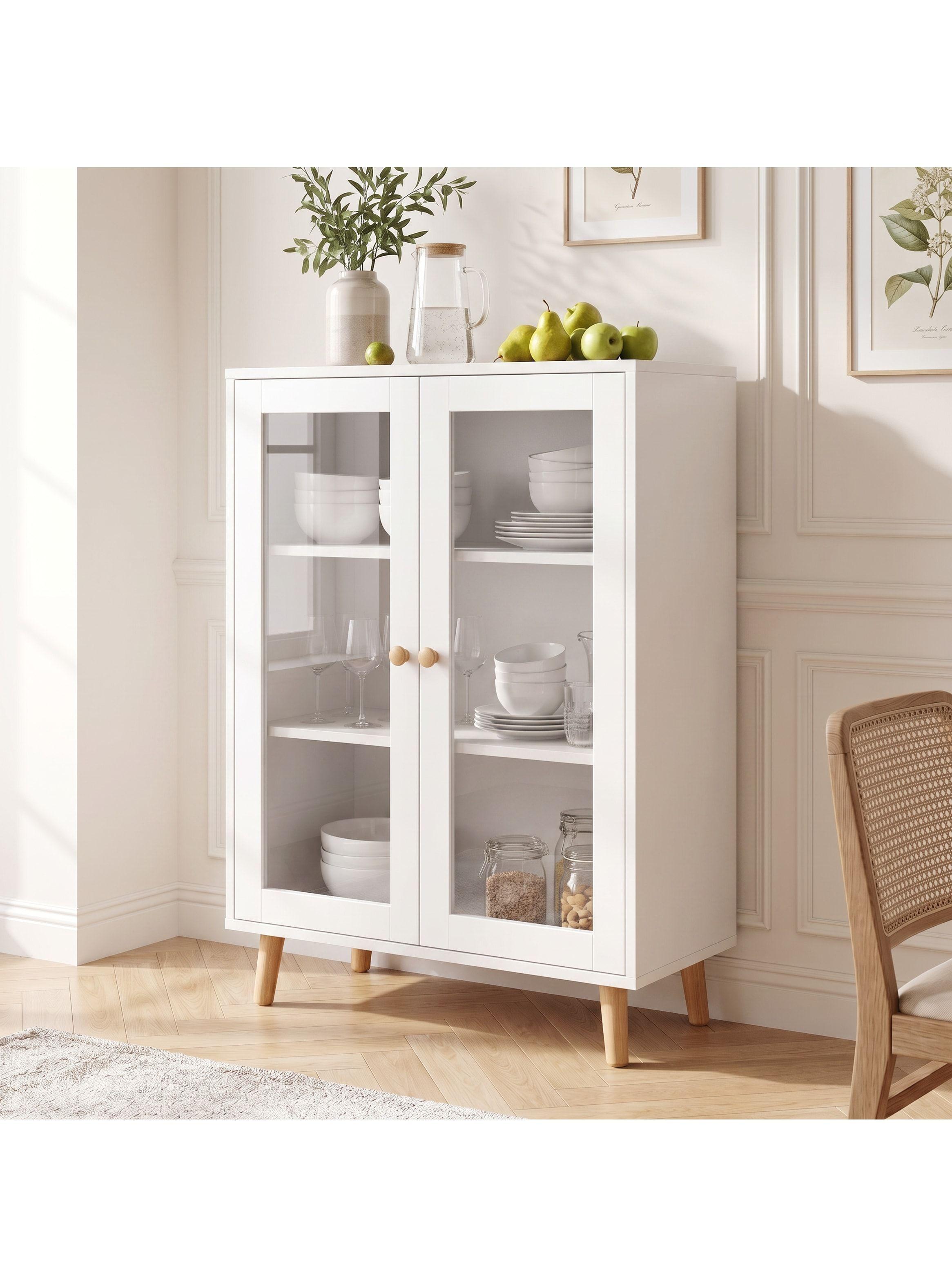 Aparador Buffet De Cocina Comedor Puerta De Vidrio 60cm ZWG0216W-7