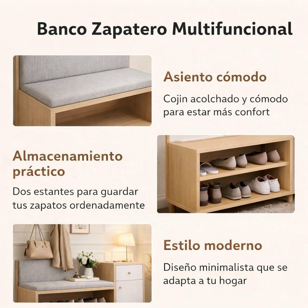 Zapatero Organizador Probador Con Cajonera 67altox90x32cm Marrón Claro-1