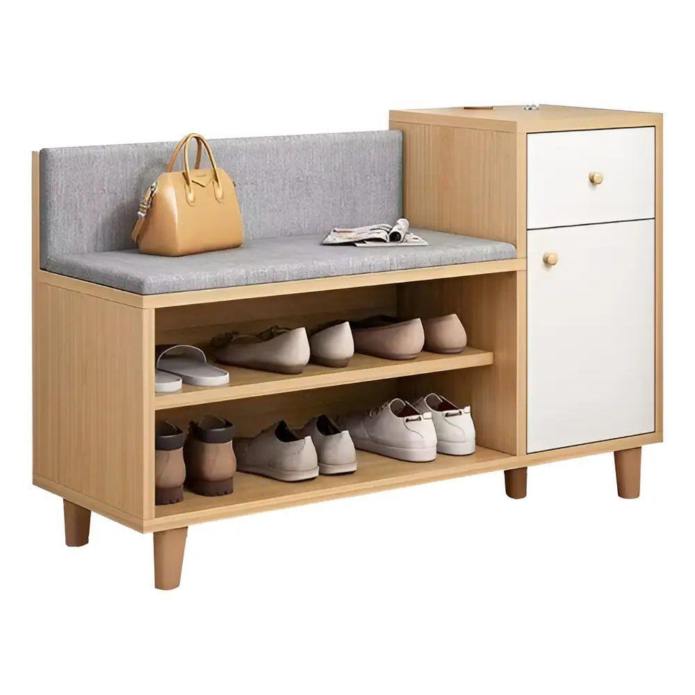 Zapatero Organizador Probador Con Cajonera 67altox90x32cm Marrón Claro-7