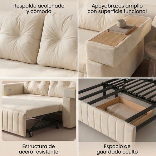 Sofa Cama 2 Cuerpo Alcenamiento Cama 1.5 Plazas Con Cargador-1