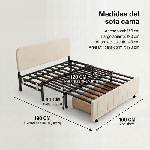 Sofa Cama 2 Cuerpo Alcenamiento Cama 1.5 Plazas Con Cargador-4