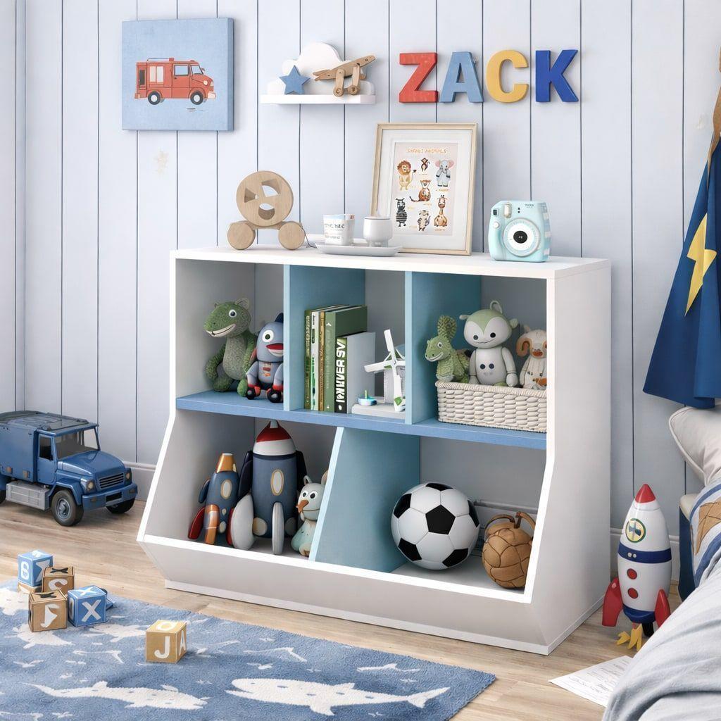 Biblioteca Organizador Infantil Estante Moderno 6cubos 90x76 Azul-0