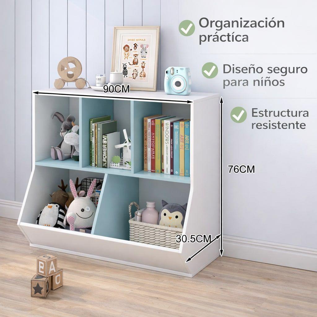 Biblioteca Organizador Infantil Estante Moderno 6cubos 90x76 Azul-1