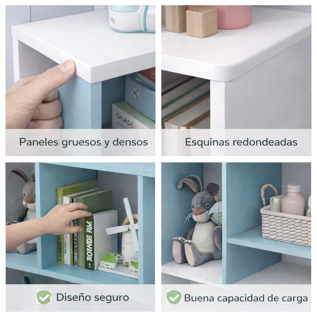Biblioteca Organizador Infantil Estante Moderno 6cubos 90x76 Azul-2