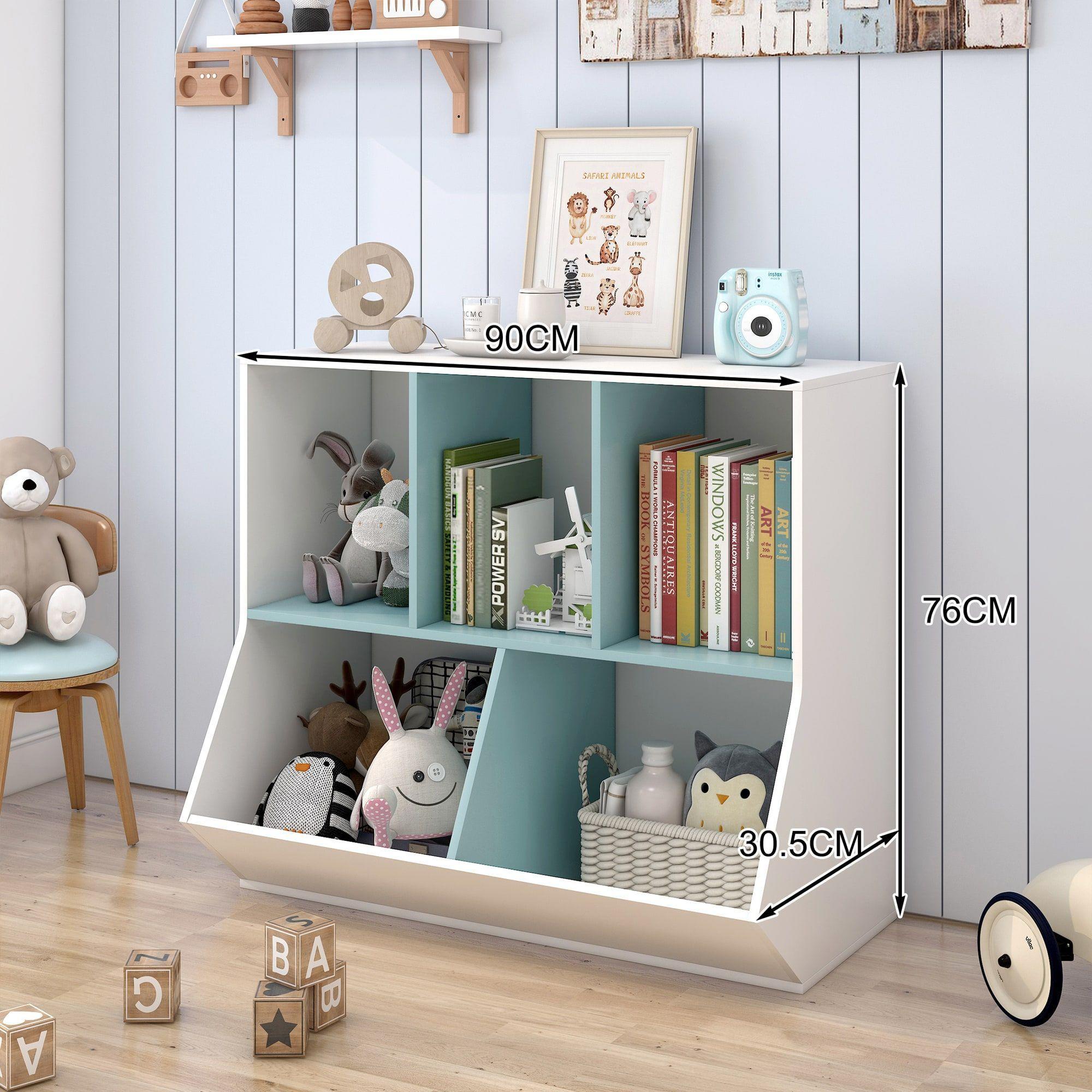 Biblioteca Organizador Infantil Estante Moderno 6cubos 90x76 Azul-3