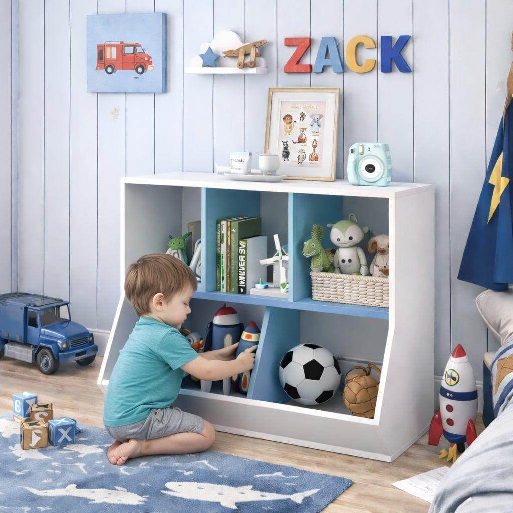 Biblioteca Organizador Infantil Estante Moderno 6cubos 90x76 Azul-4