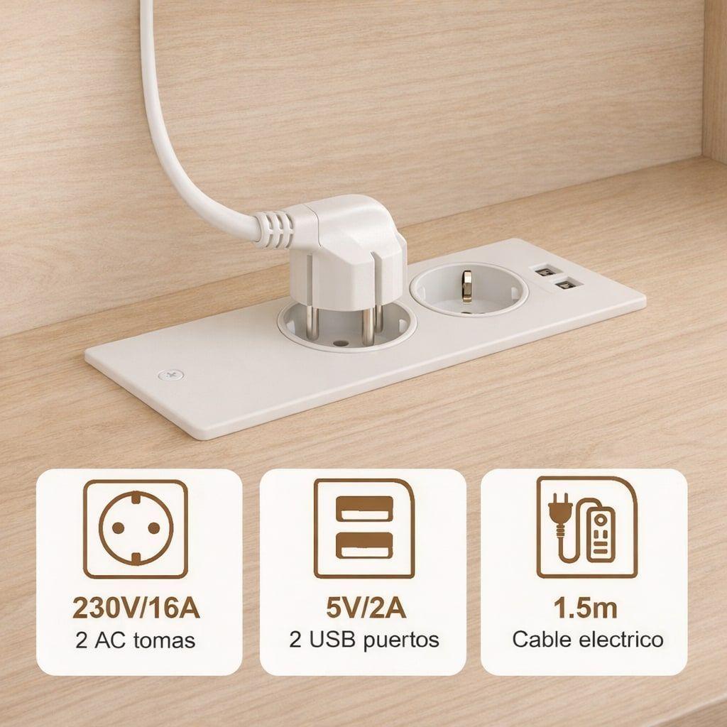 Rack Tv Flotante 150x28x16cm Con Luz Variable Y Enchufe Negro-6