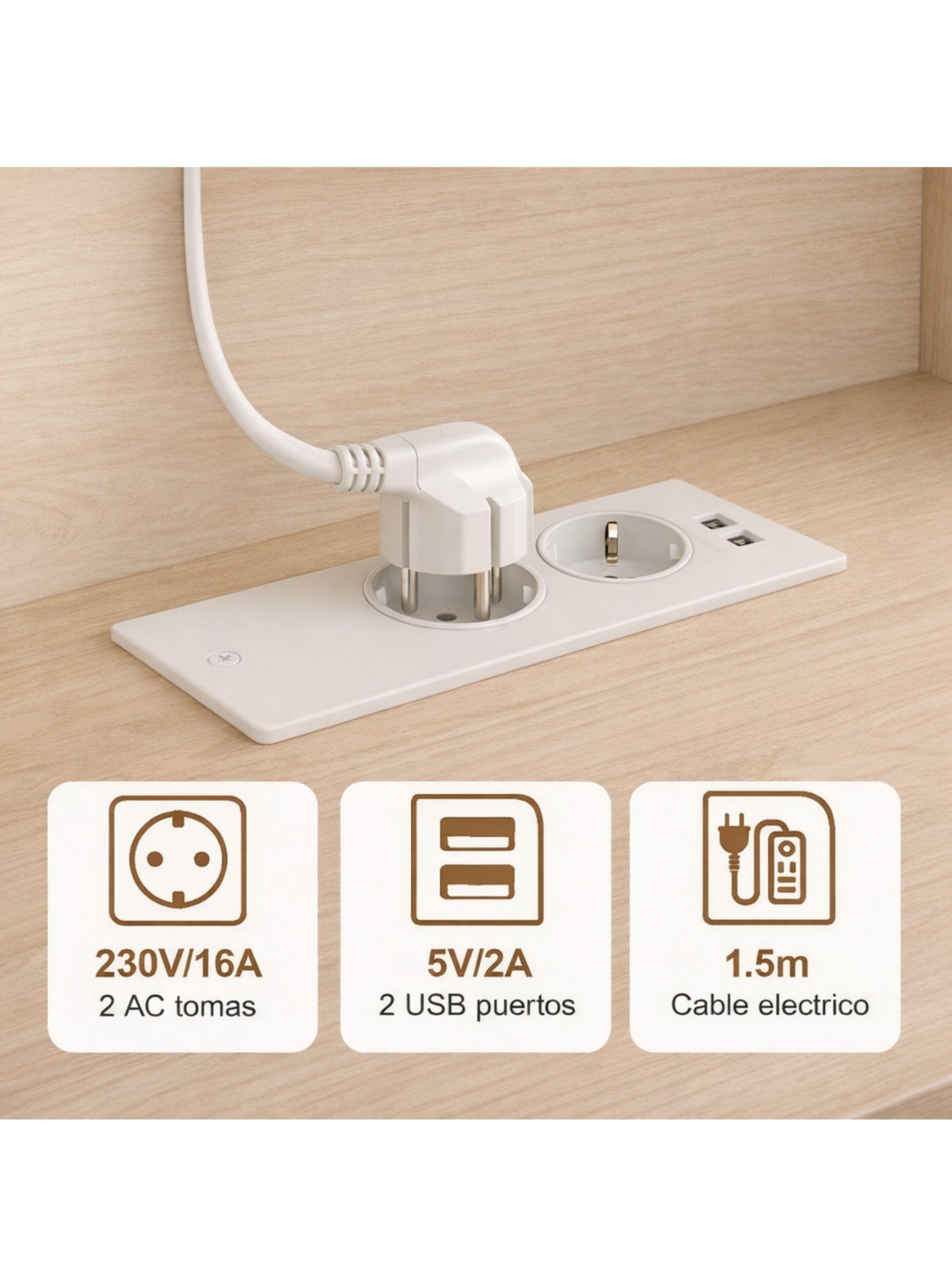 Rack Tv Flotante 150x28x16cm Con Luz Variable Y Enchufe Negro-6