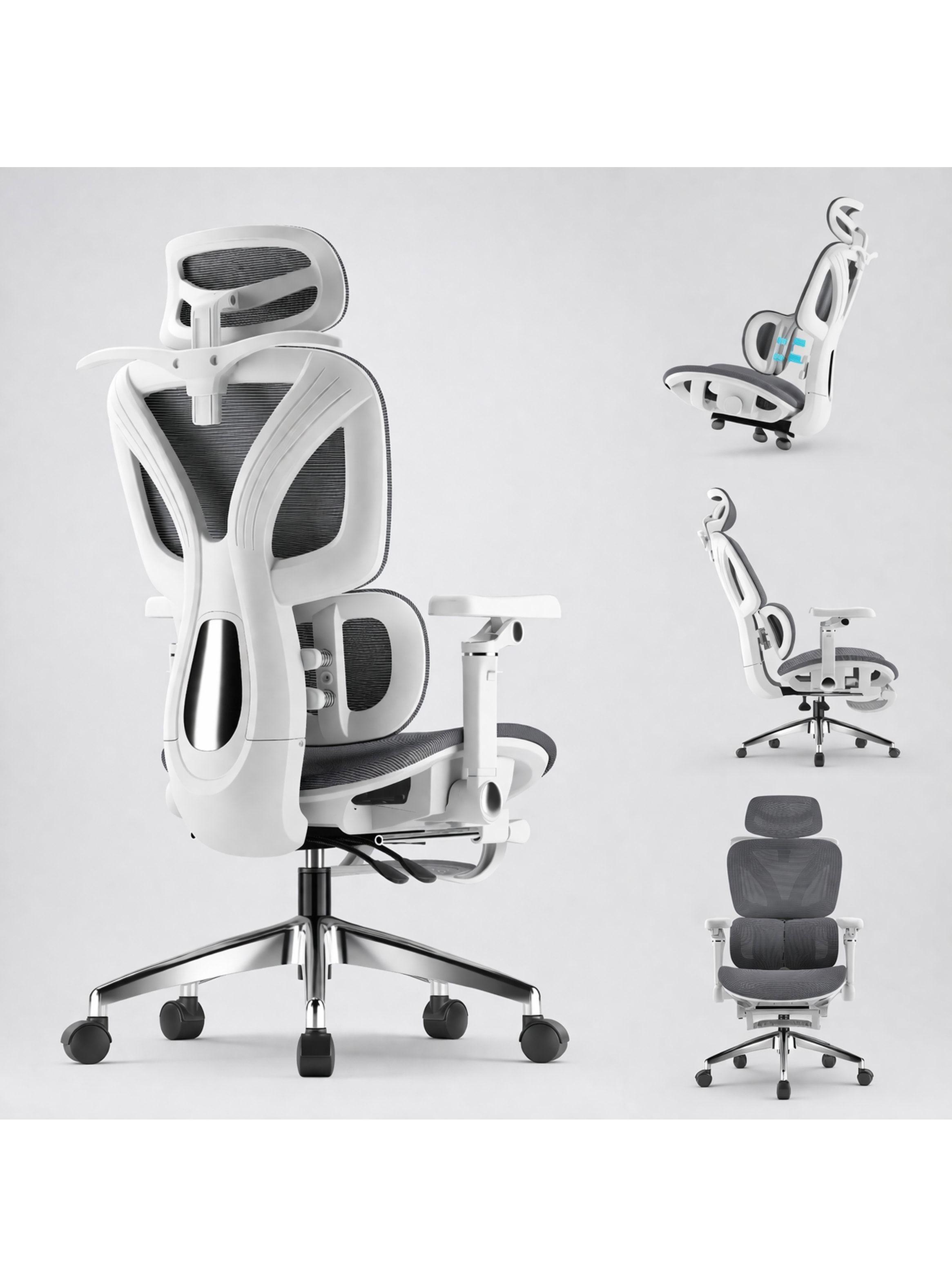 Silla De Oficina Ergonomica Pata Acero Sporte Lumbar Resolte Color Blanco Material Del Tapizado Alg-0