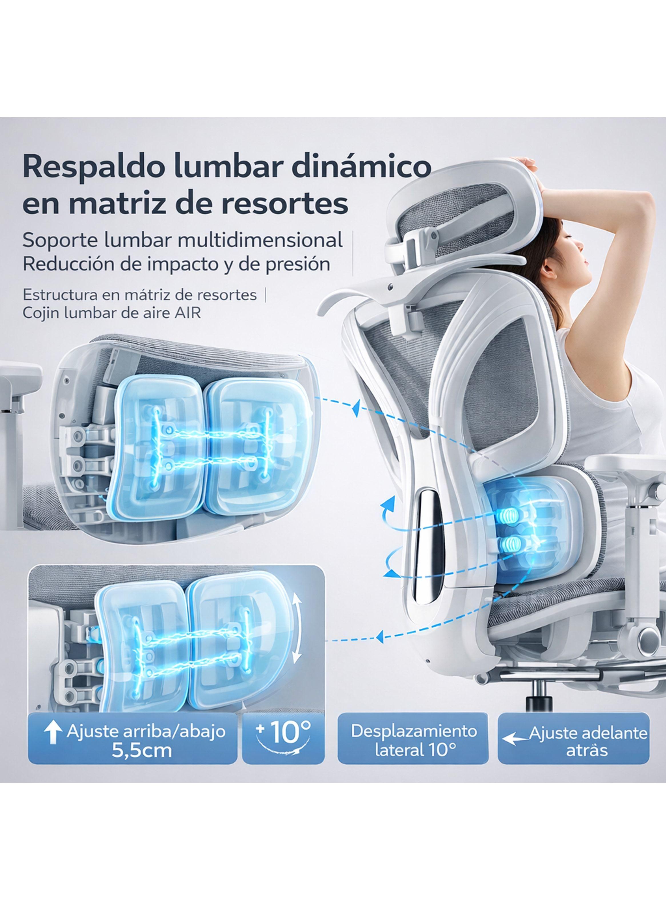 Silla De Oficina Ergonomica Pata Acero Sporte Lumbar Resolte Color Blanco Material Del Tapizado Alg-2