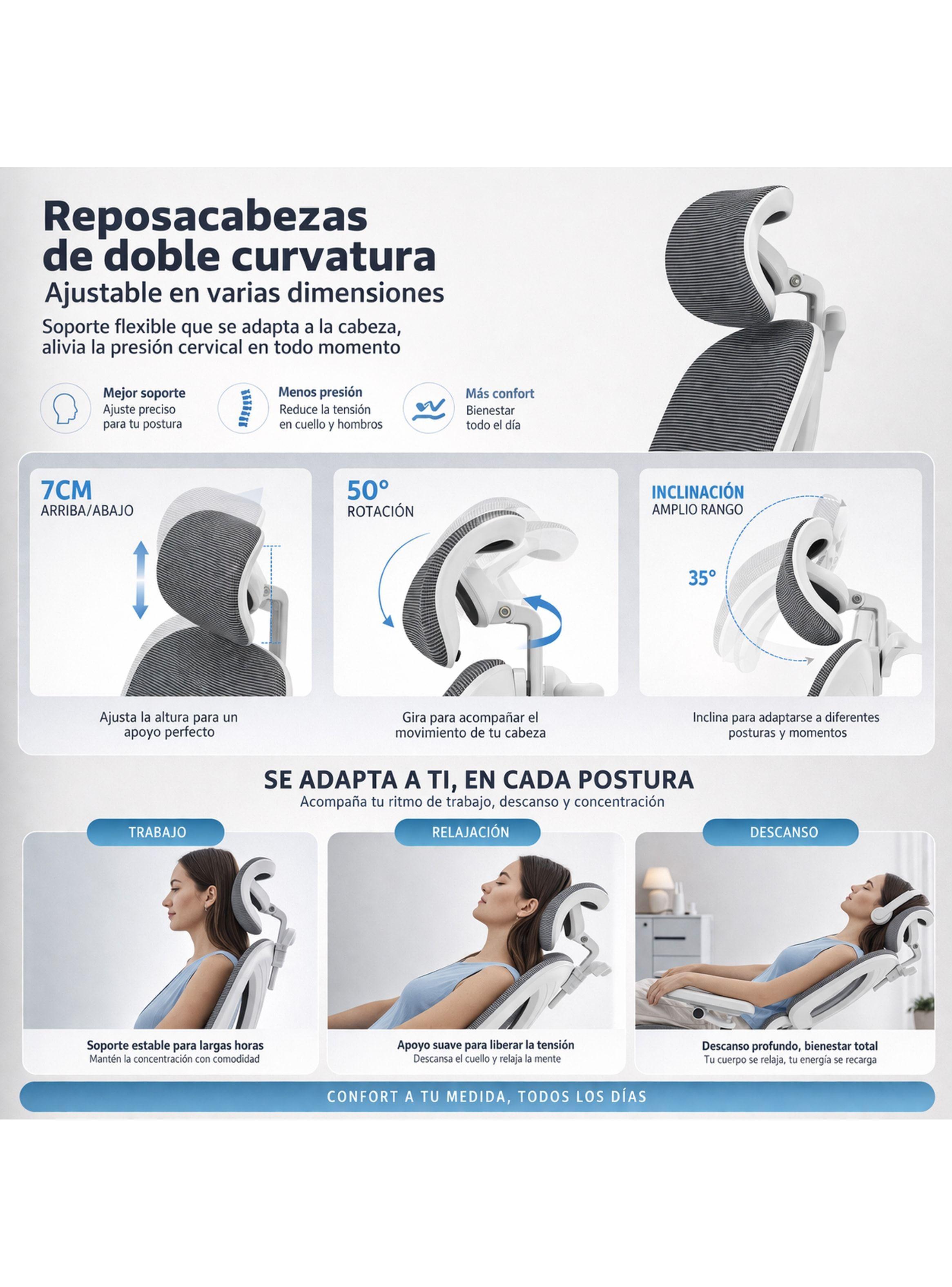 Silla De Oficina Ergonomica Pata Acero Sporte Lumbar Resolte Color Blanco Material Del Tapizado Alg-3