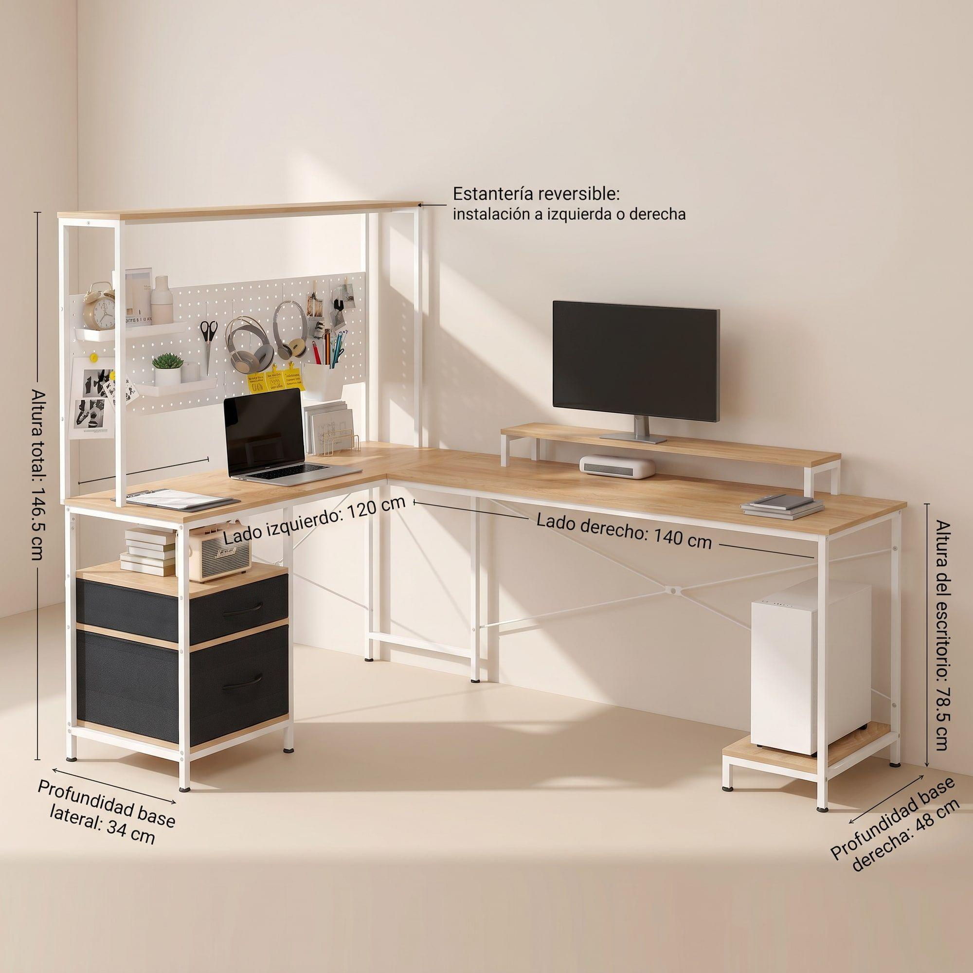 Escritorio Homeoffice Esquinero Convertible Con Estantería Blanco-3