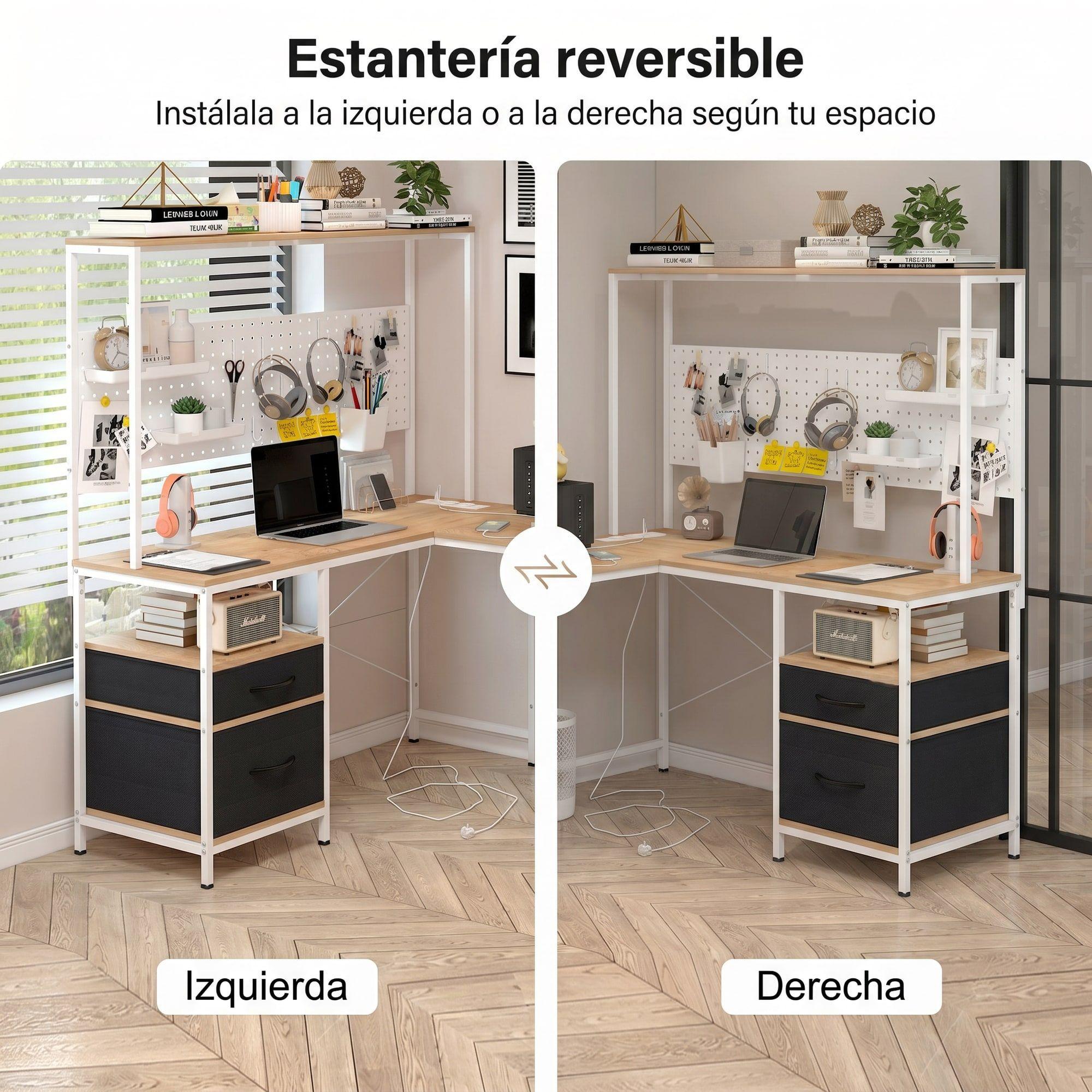 Escritorio Homeoffice Esquinero Convertible Con Estantería Blanco-4