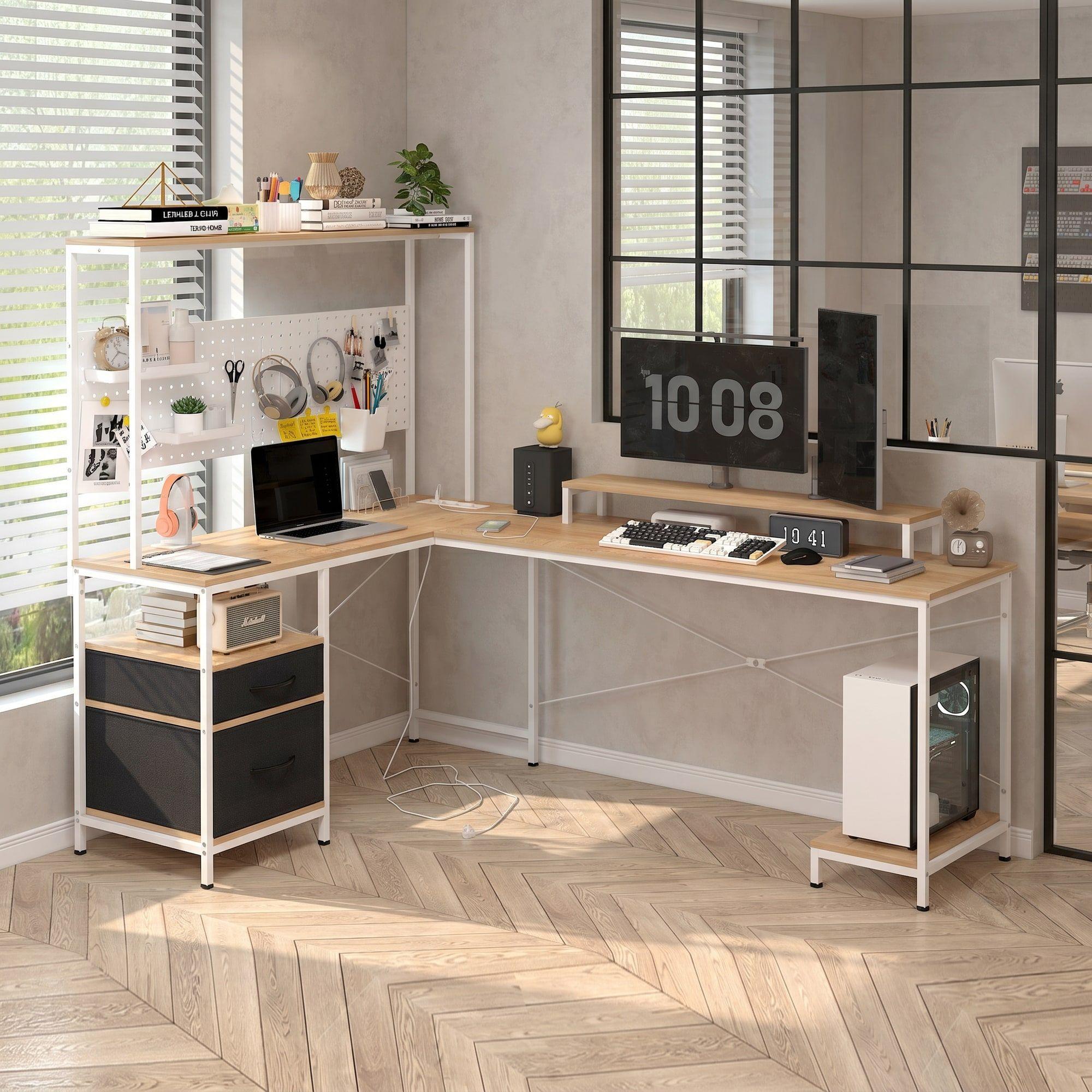 Escritorio Homeoffice Esquinero Convertible Con Estantería Blanco-5