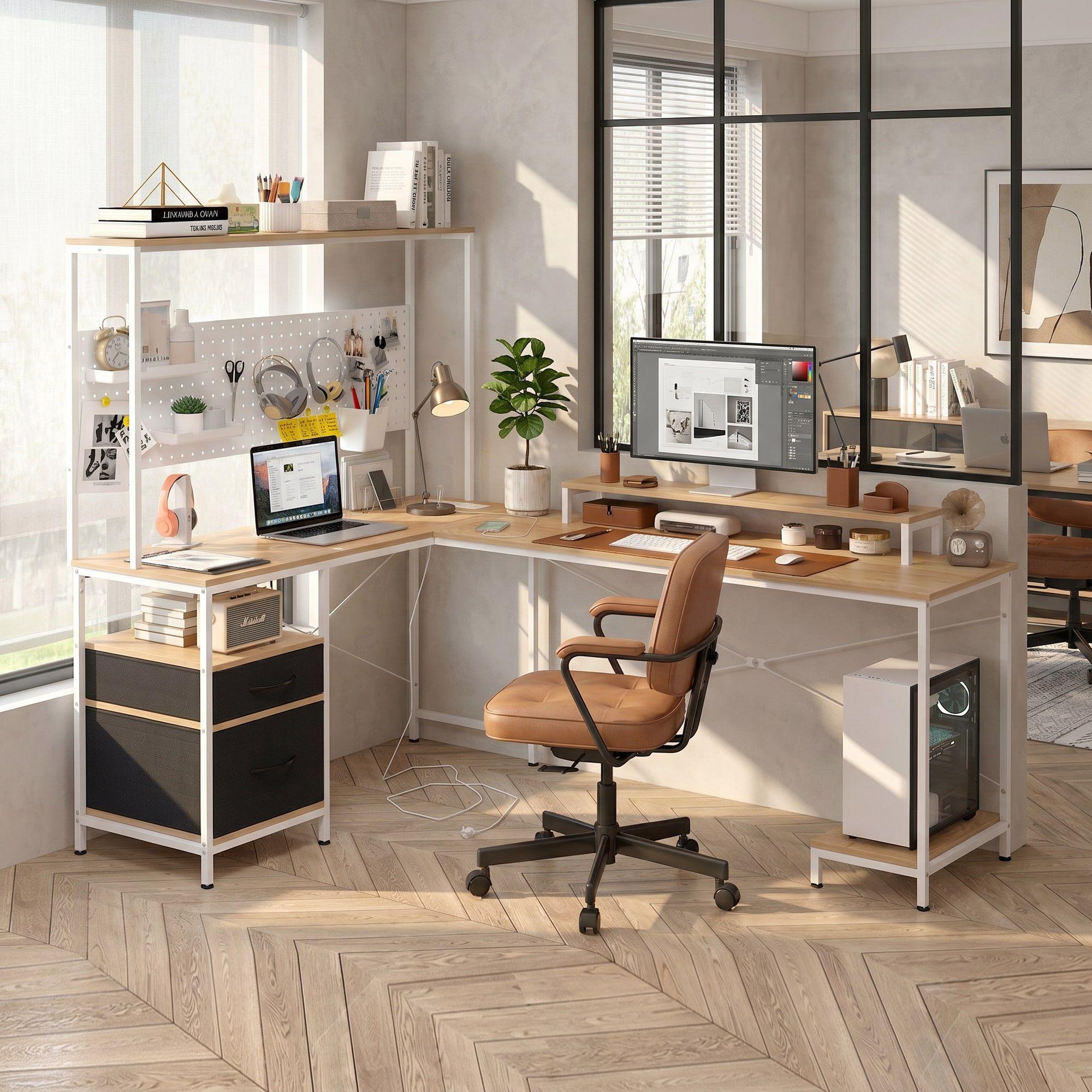 Escritorio Homeoffice Esquinero Convertible Con Estantería Blanco-6