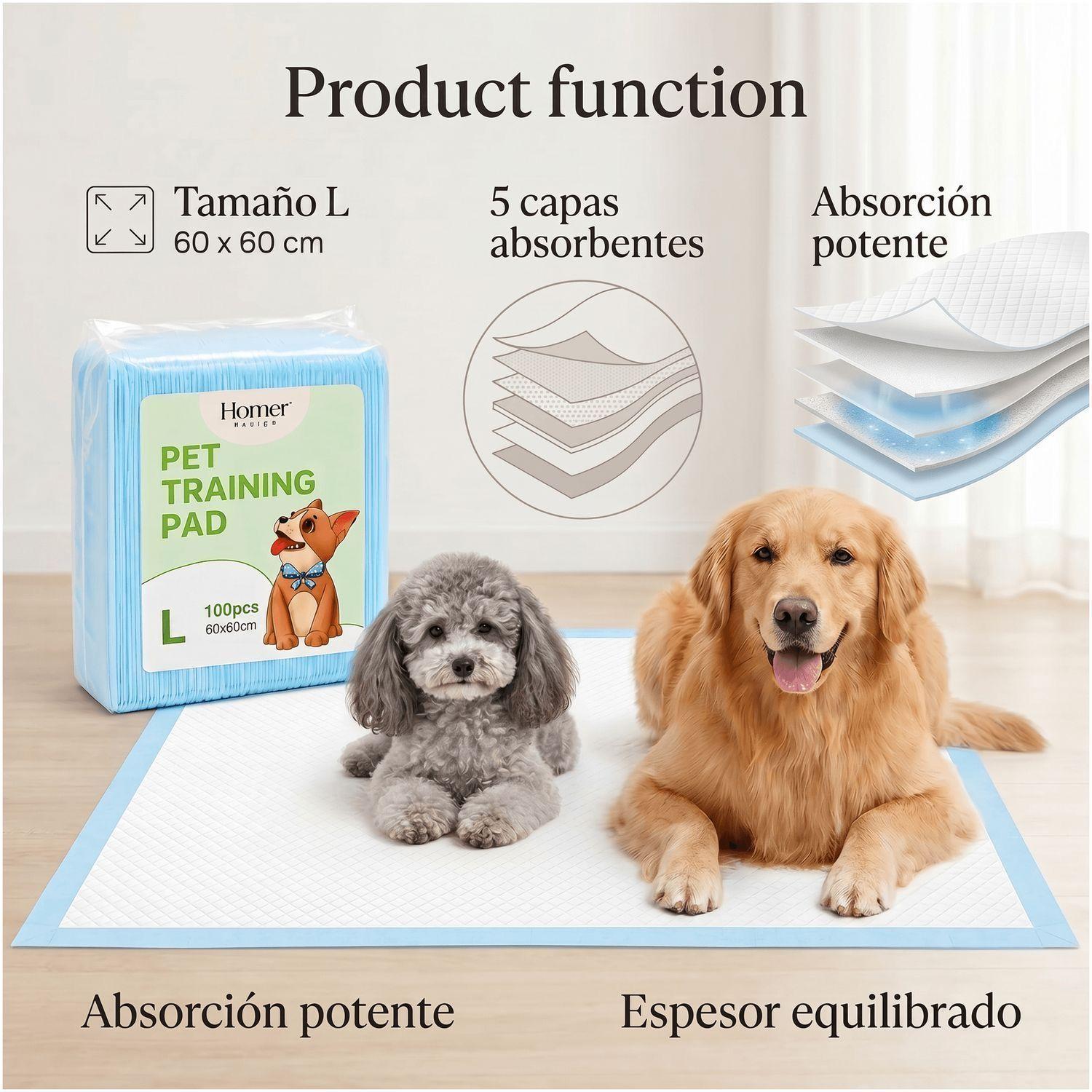 40 pañales tipo sabanillas mascotas perro gato 60x60 cm-5