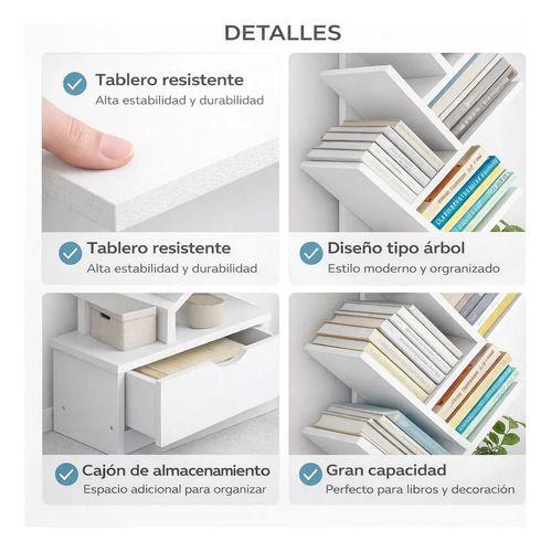 Biblioteca Librero De Arbol Organizador De Libros Alto 120cm Blanco-3