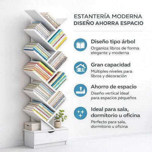 Biblioteca Librero De Arbol Organizador De Libros Alto 120cm Blanco-4