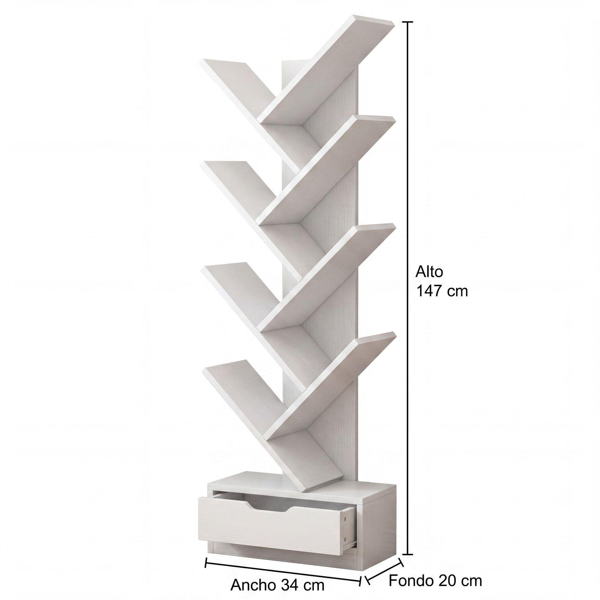 Biblioteca Librero De Arbol Organizador De Libros Alto 120cm Blanco-5