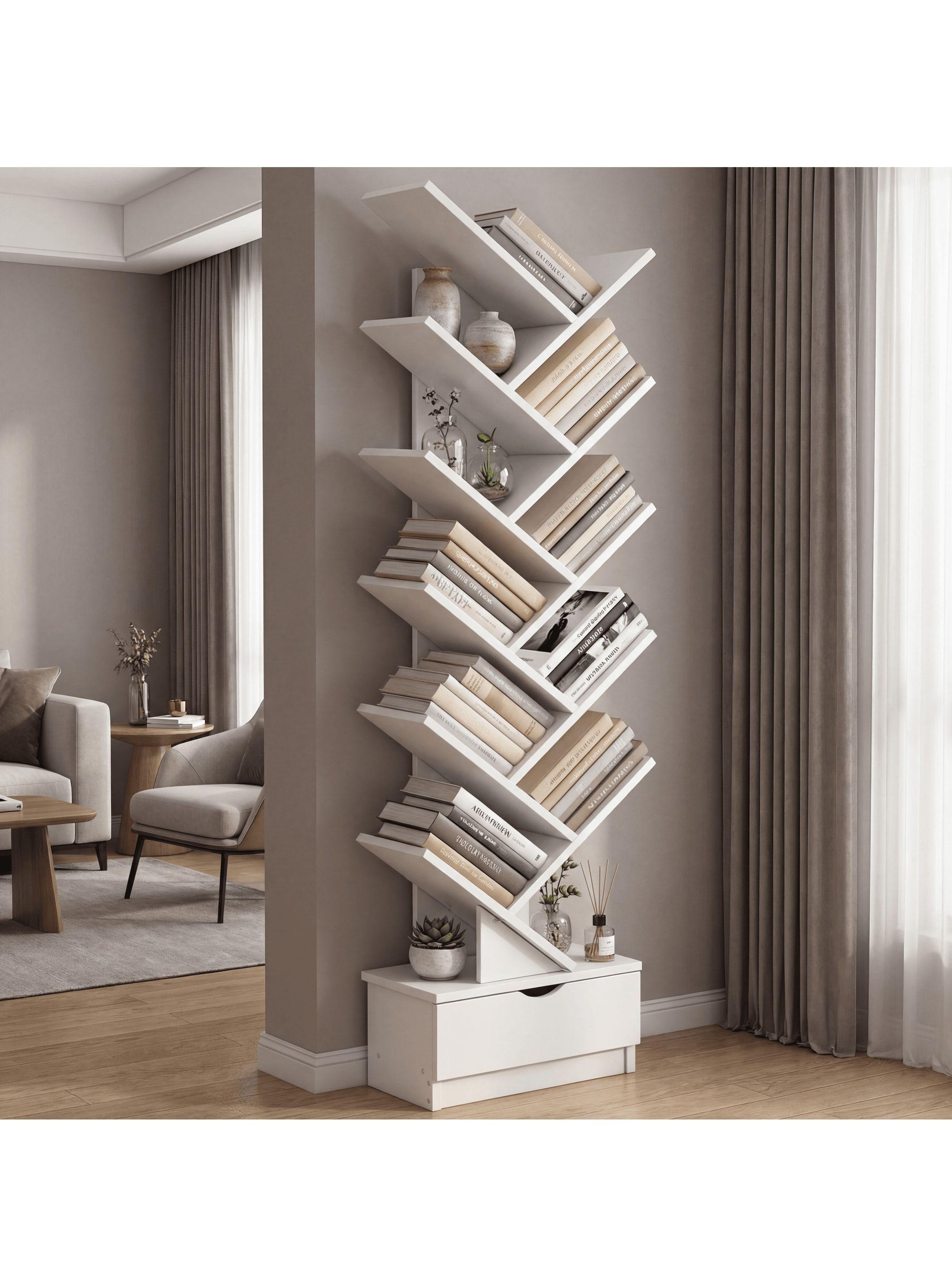 Biblioteca Librero De Arbol Organizador De Libros Alto 120cm Blanco-1