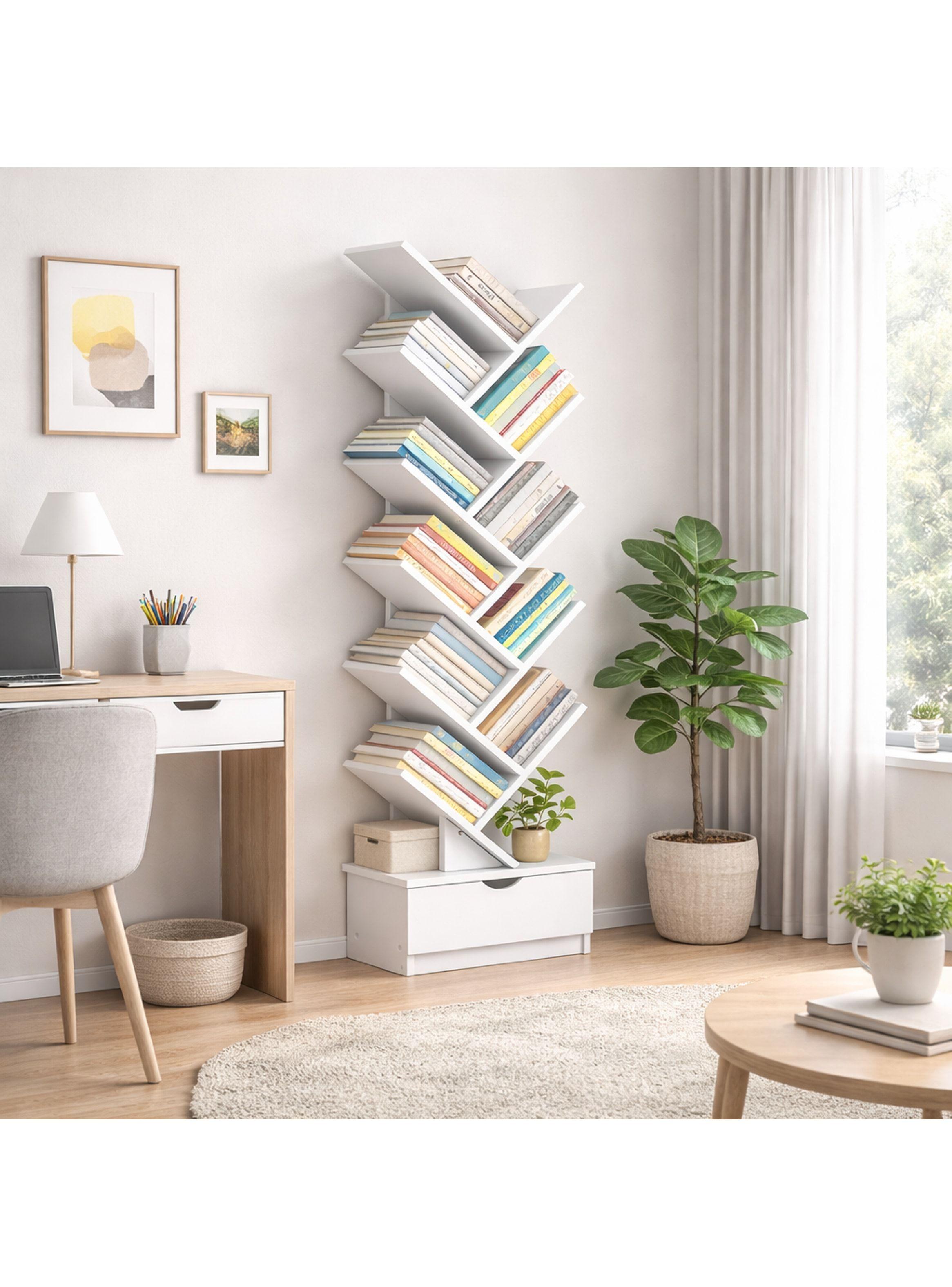 Biblioteca Librero De Arbol Organizador De Libros Alto 120cm Blanco-2