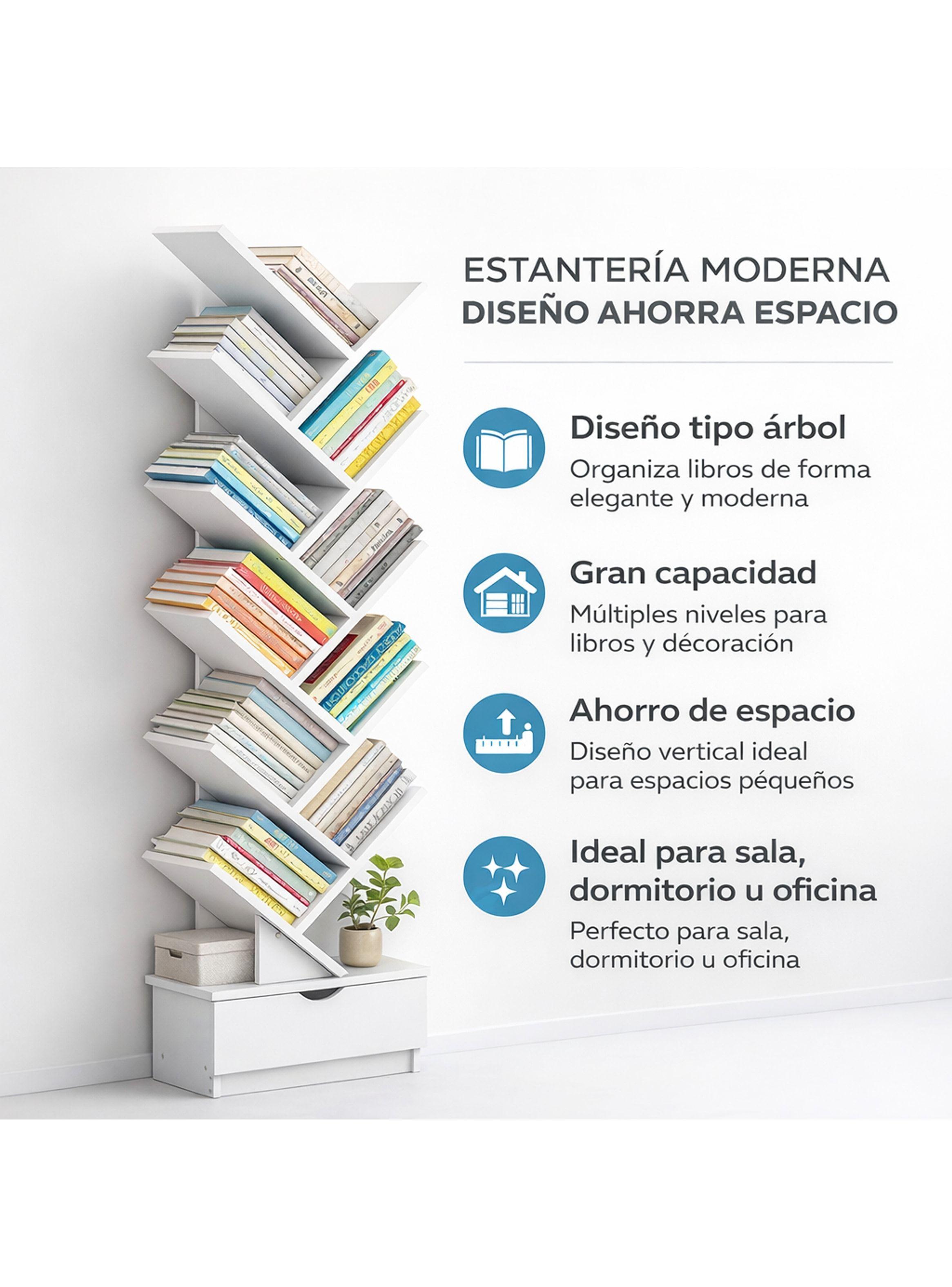 Biblioteca Librero De Arbol Organizador De Libros Alto 120cm Blanco-4