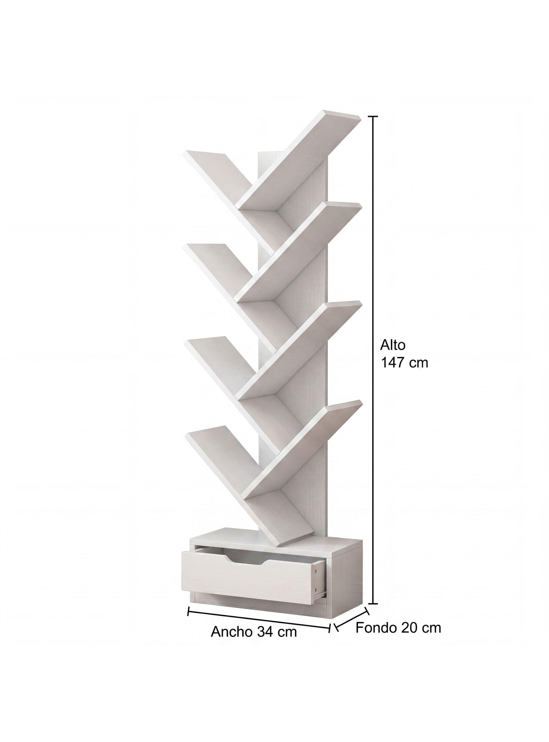 Biblioteca Librero De Arbol Organizador De Libros Alto 120cm Blanco-5