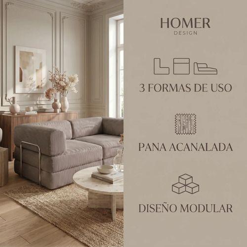 Sofa Cama King Modular 3 En 1 Convertible Alta Tencidad Gris Marrón-3