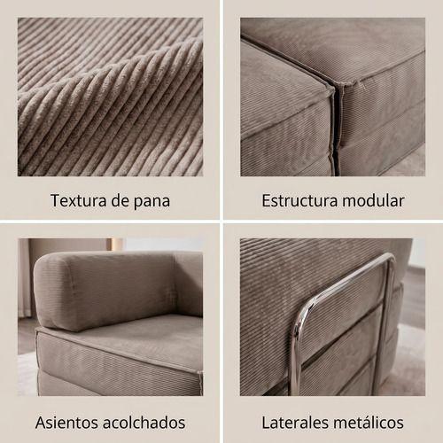 Sofa Cama King Modular 3 En 1 Convertible Alta Tencidad Gris Marrón-5