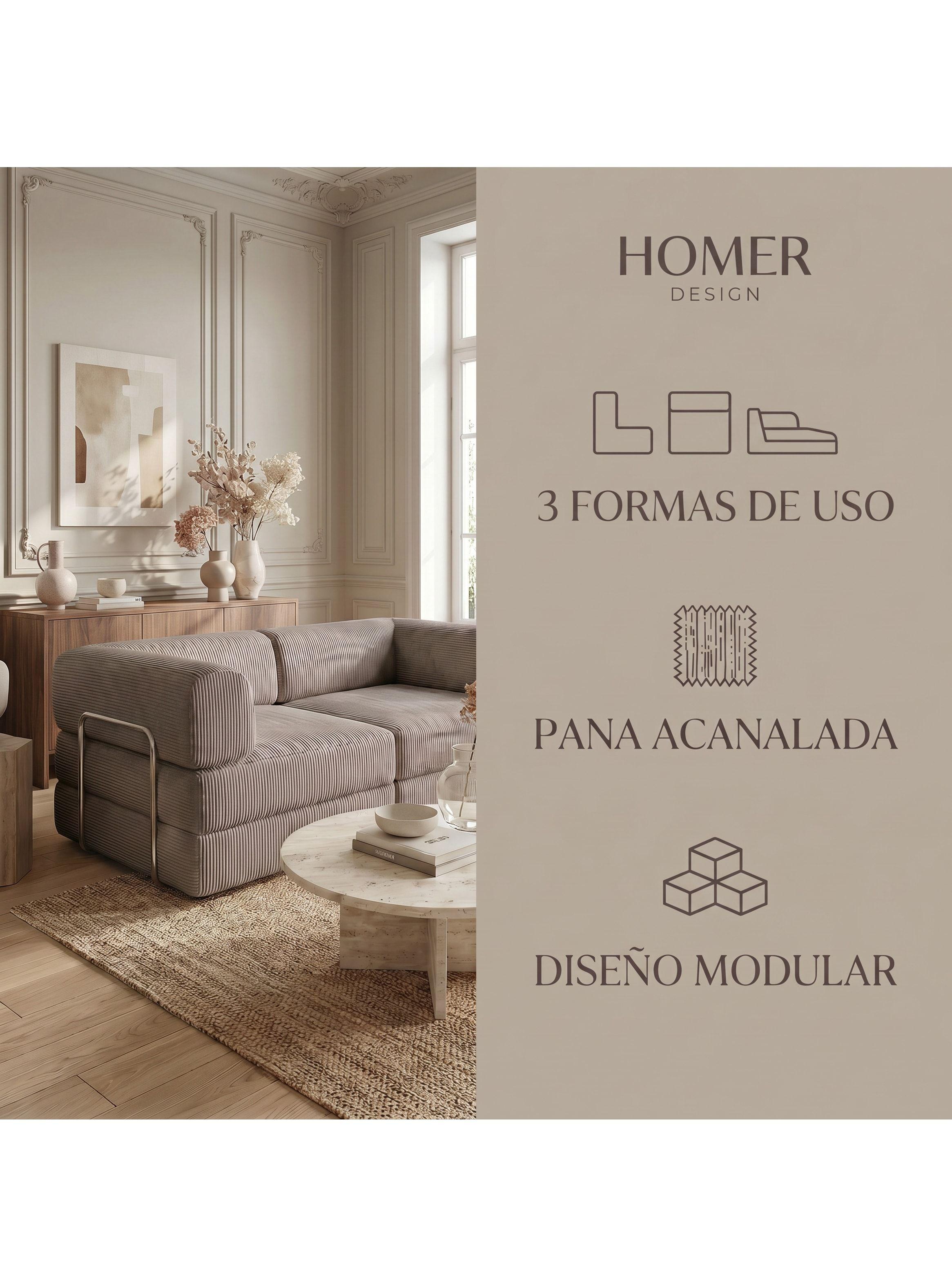 Sofa Cama King Modular 3 En 1 Convertible Alta Tencidad Gris Marrón-3