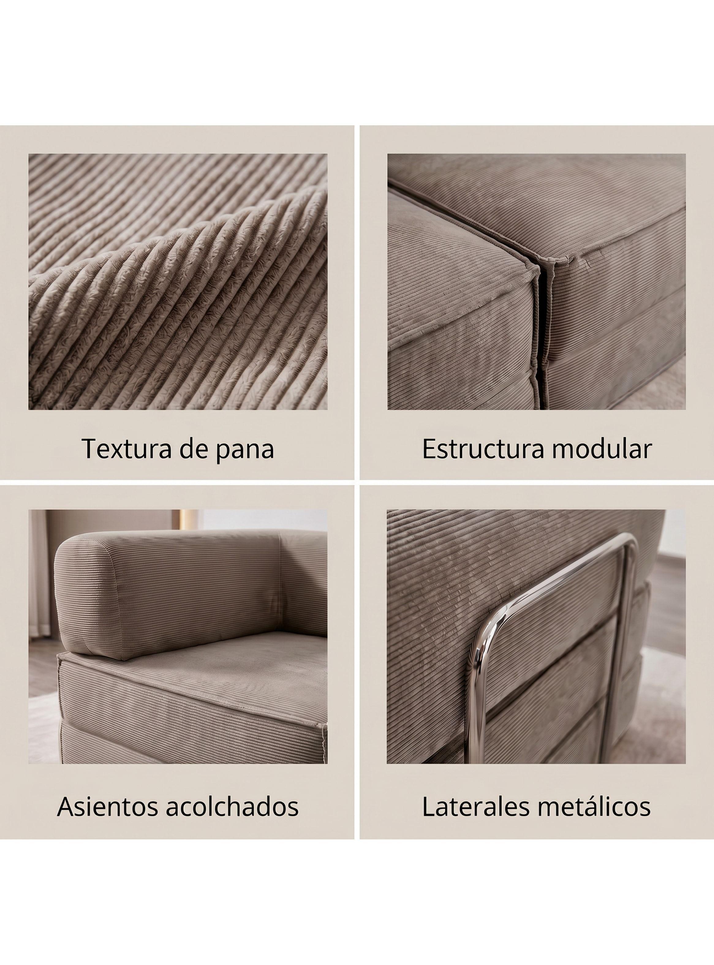Sofa Cama King Modular 3 En 1 Convertible Alta Tencidad Gris Marrón-5