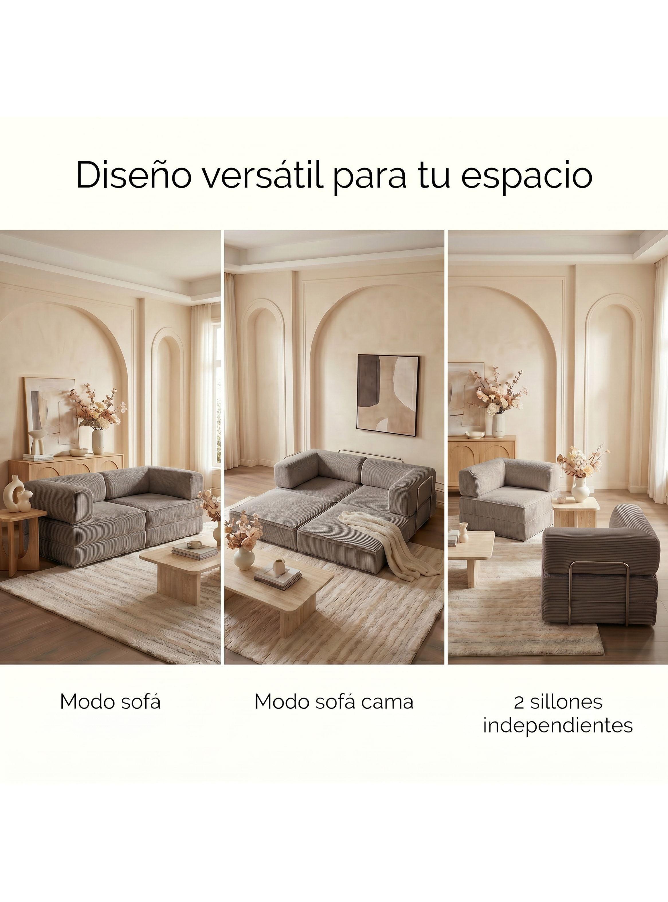 Sofa Cama King Modular 3 En 1 Convertible Alta Tencidad Gris Marrón-6