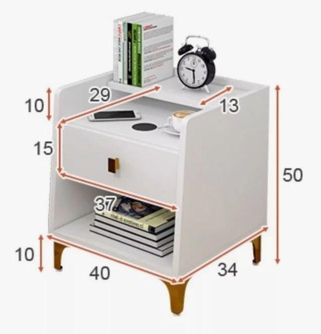 Velador 2 Niveles Con Cargador Inalambrico 40*34*50 Homer-3