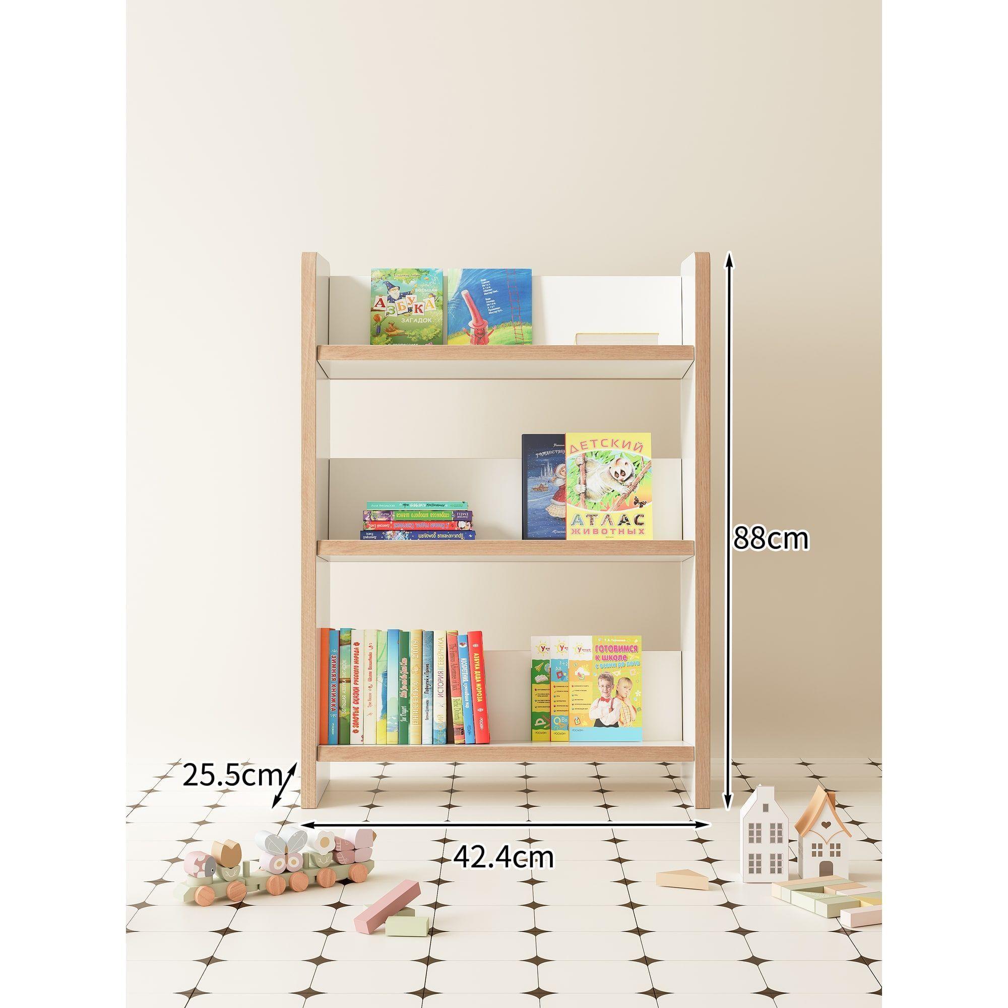 Biblioteca Librero Infantil 3 Niveles Estante 88x43x26cm Blanco 2 Niveles-3