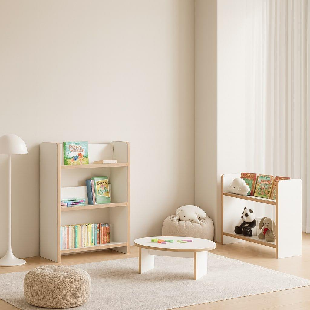 Biblioteca Librero Infantil 3 Niveles Estante 88x43x26cm Blanco 2 Niveles-4