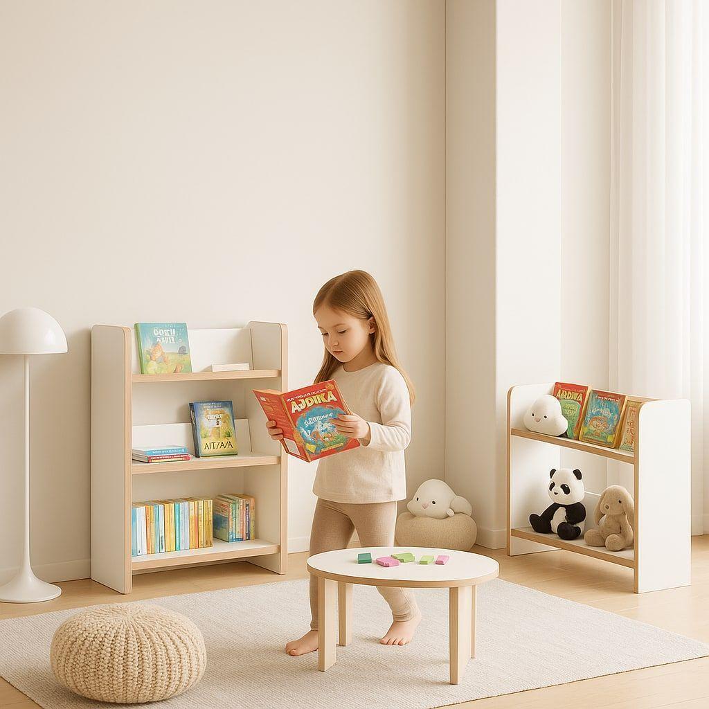 Biblioteca Librero Infantil 3 Niveles Estante 88x43x26cm Blanco 2 Niveles-5