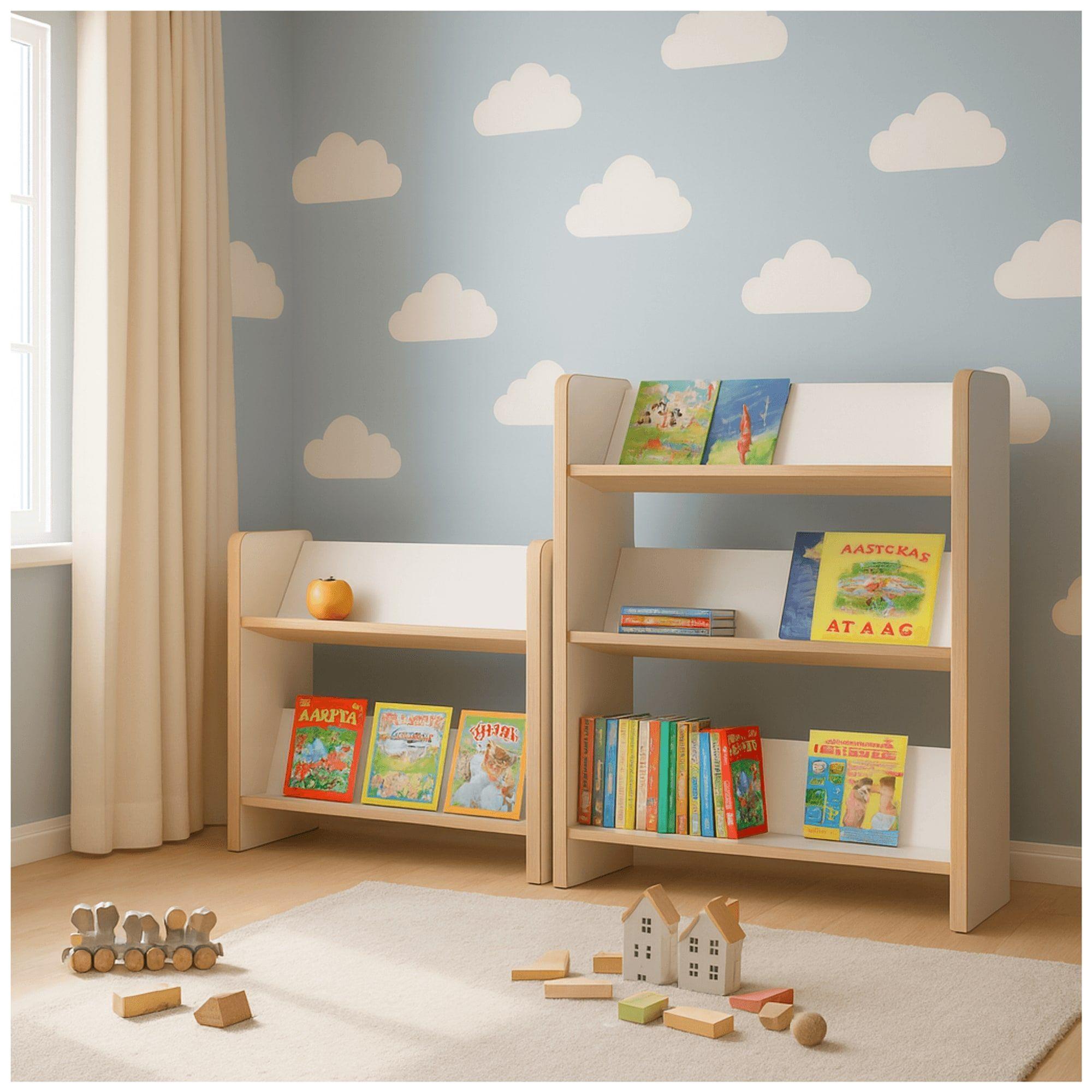 Biblioteca Librero Infantil 3 Niveles Estante 88x43x26cm Blanco 2 Niveles-6