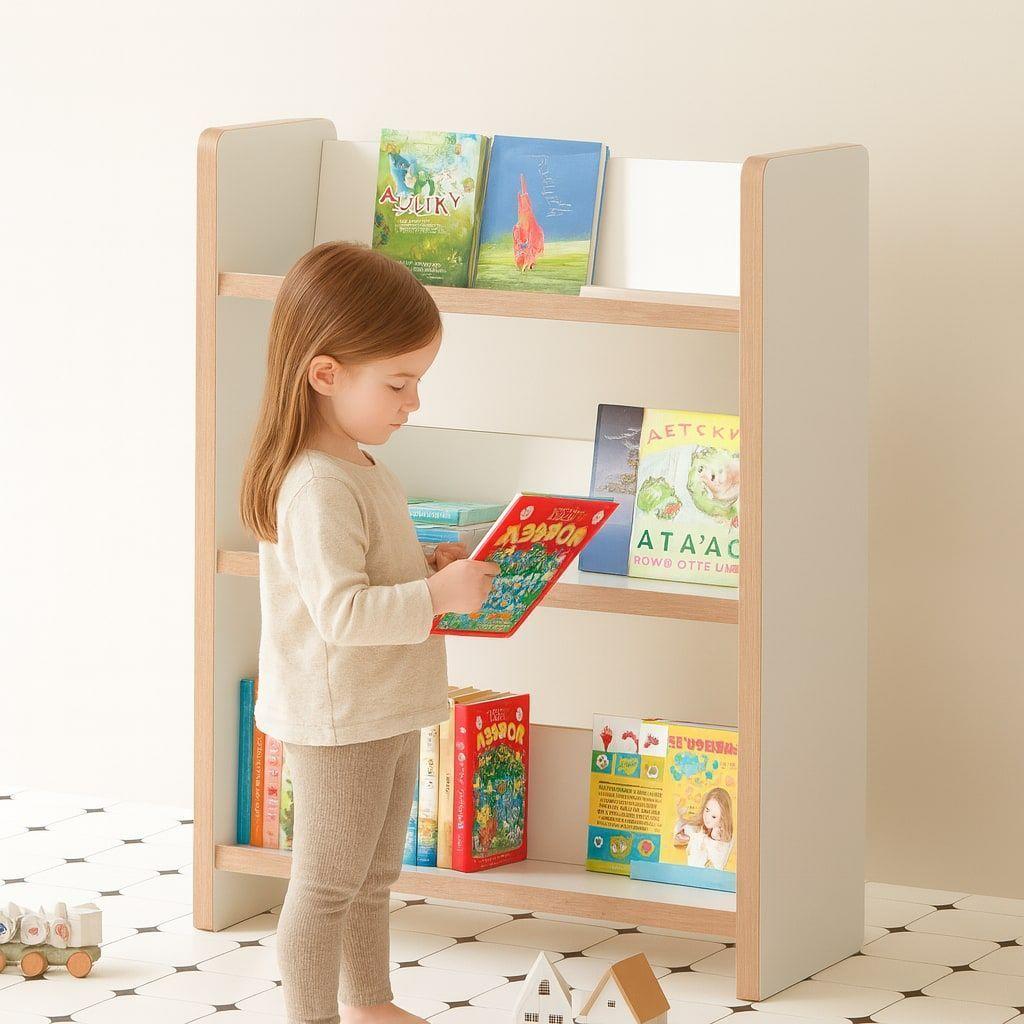 Biblioteca Librero Infantil 3 Niveles Estante 88x43x26cm Blanco 2 Niveles-7