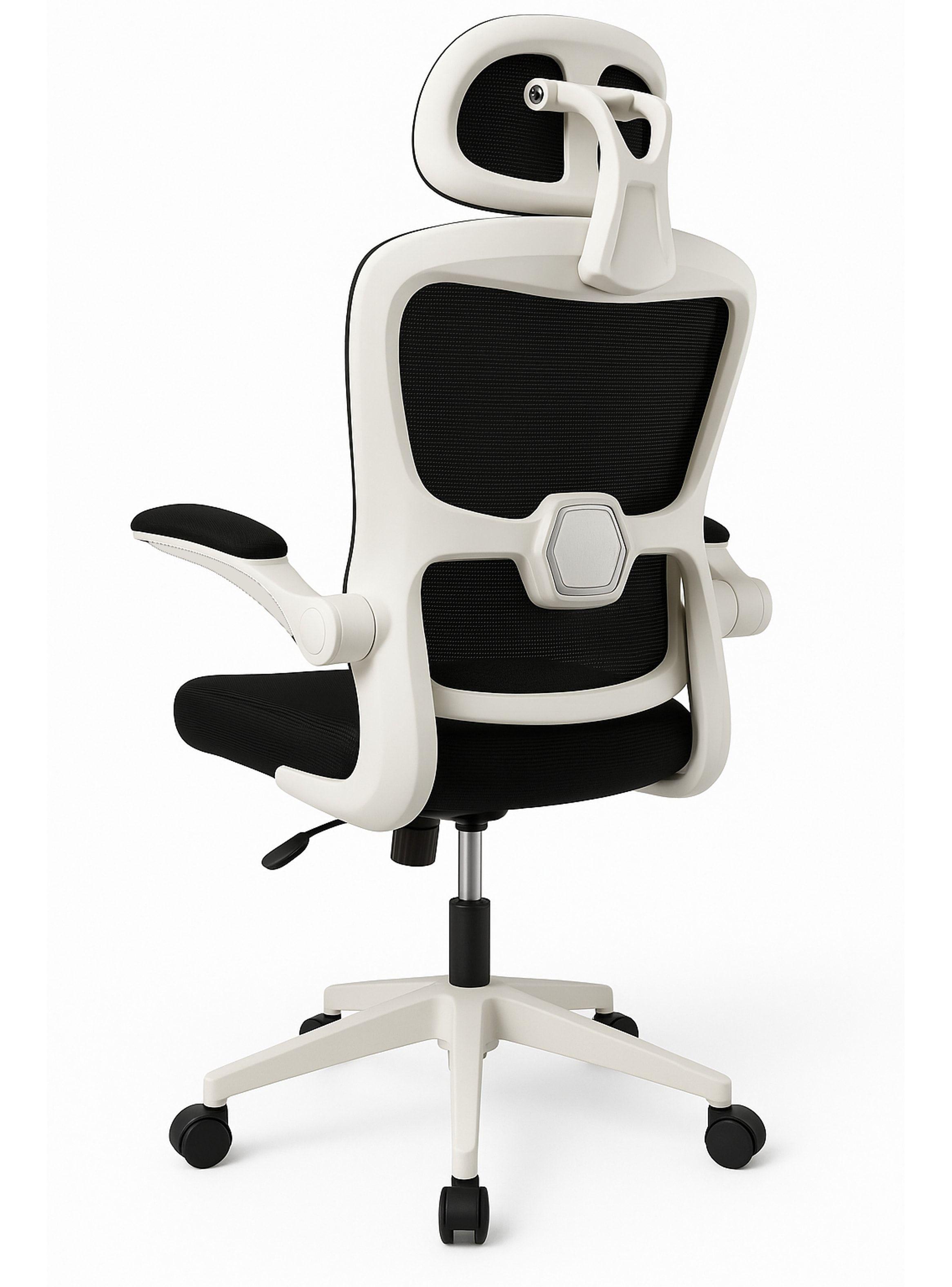 Silla Ergonómica Oficina Soporte Lumbar Ajustable Giratorio Blanco-0