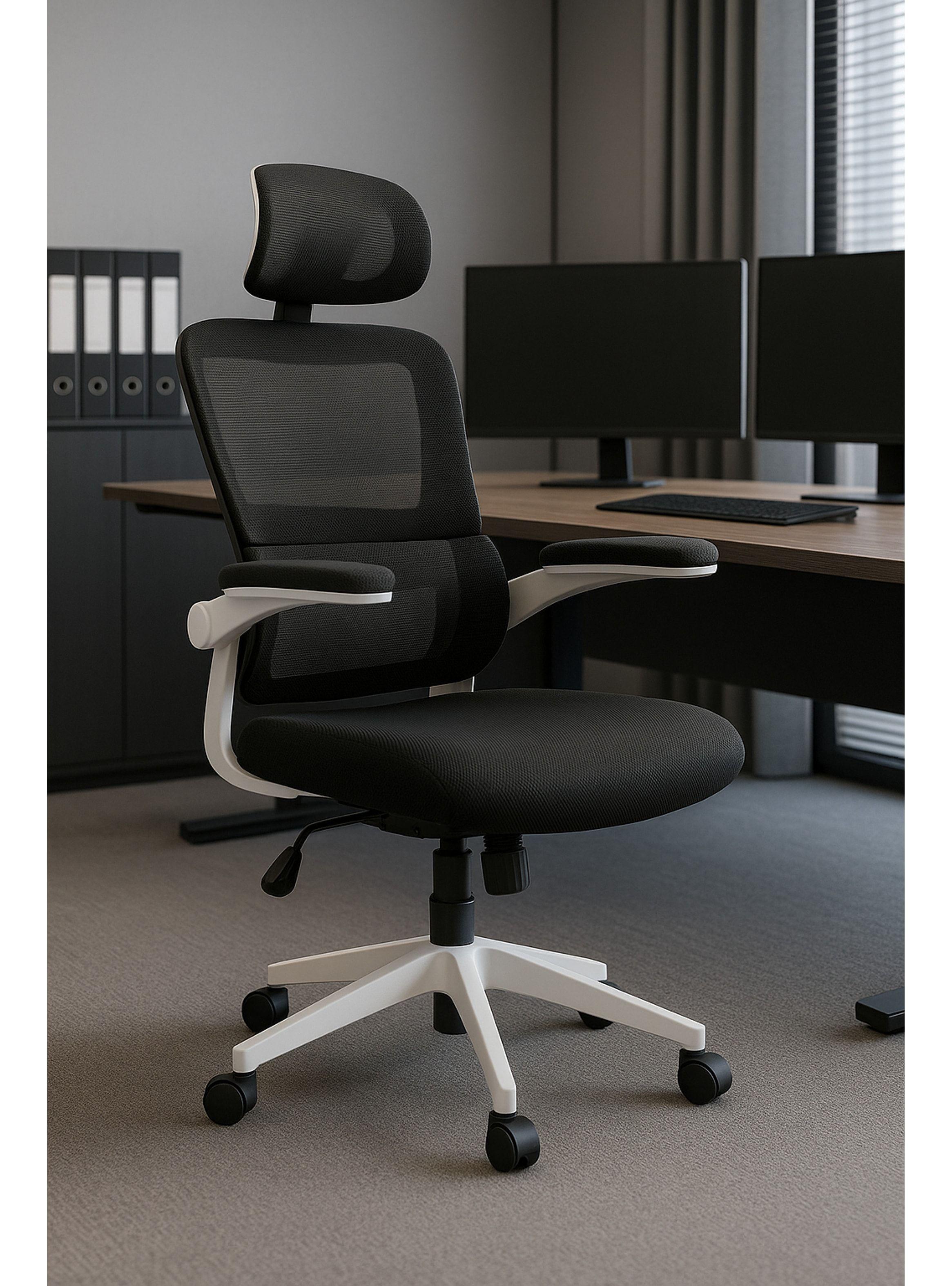 Silla Ergonómica Oficina Soporte Lumbar Ajustable Giratorio Blanco-5