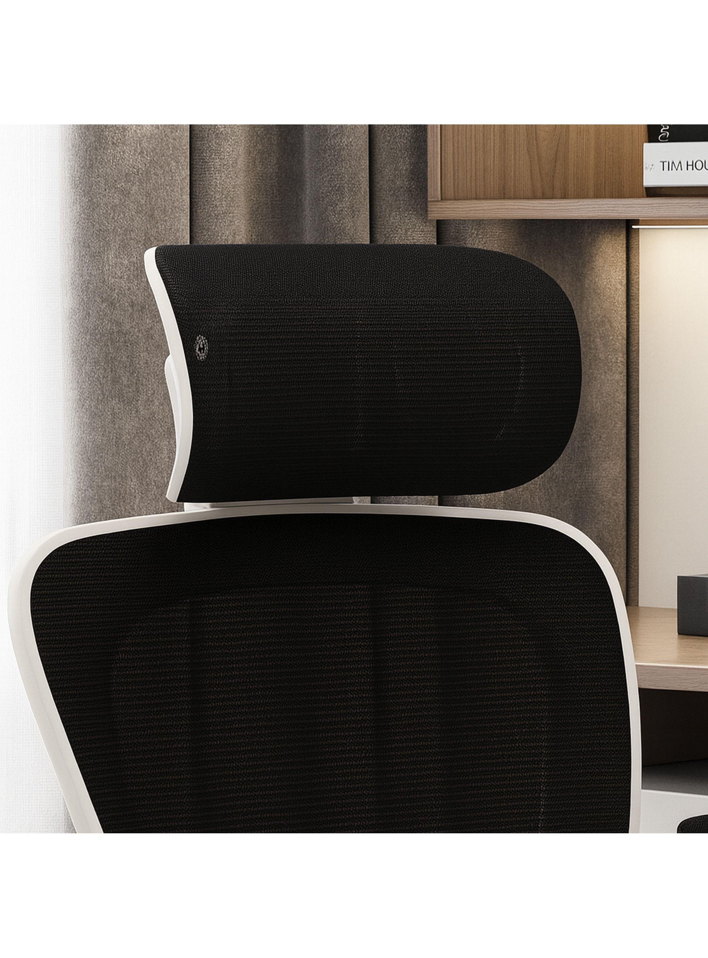Silla Ergonómica Oficina Soporte Lumbar Ajustable Giratorio Blanco-6