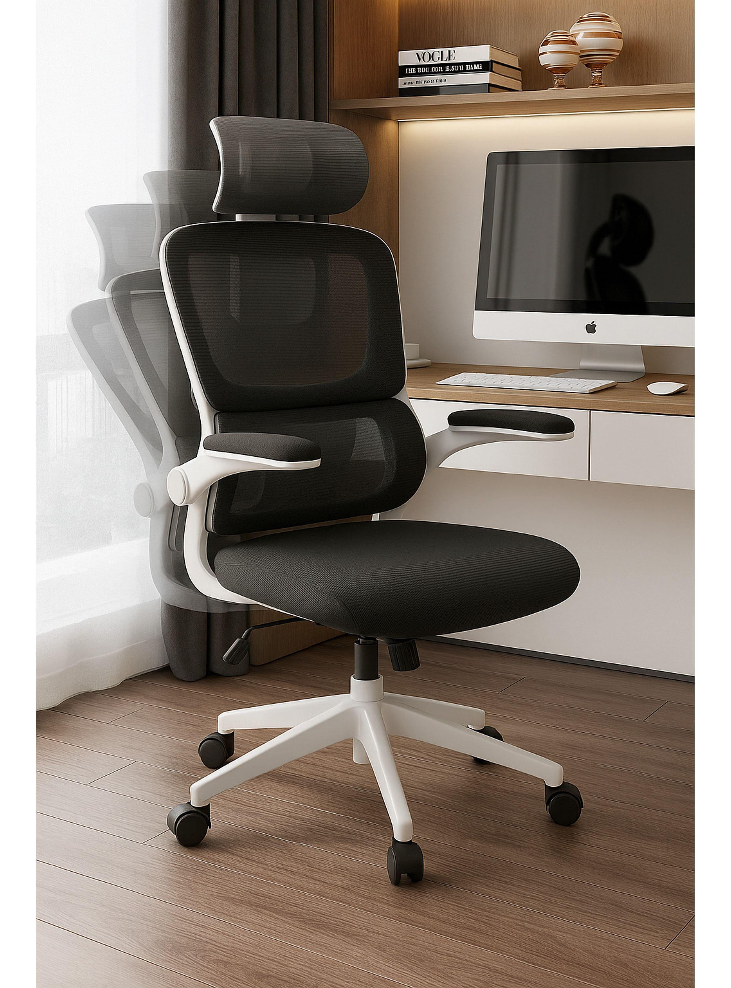 Silla Ergonómica Oficina Soporte Lumbar Ajustable Giratorio Blanco-7