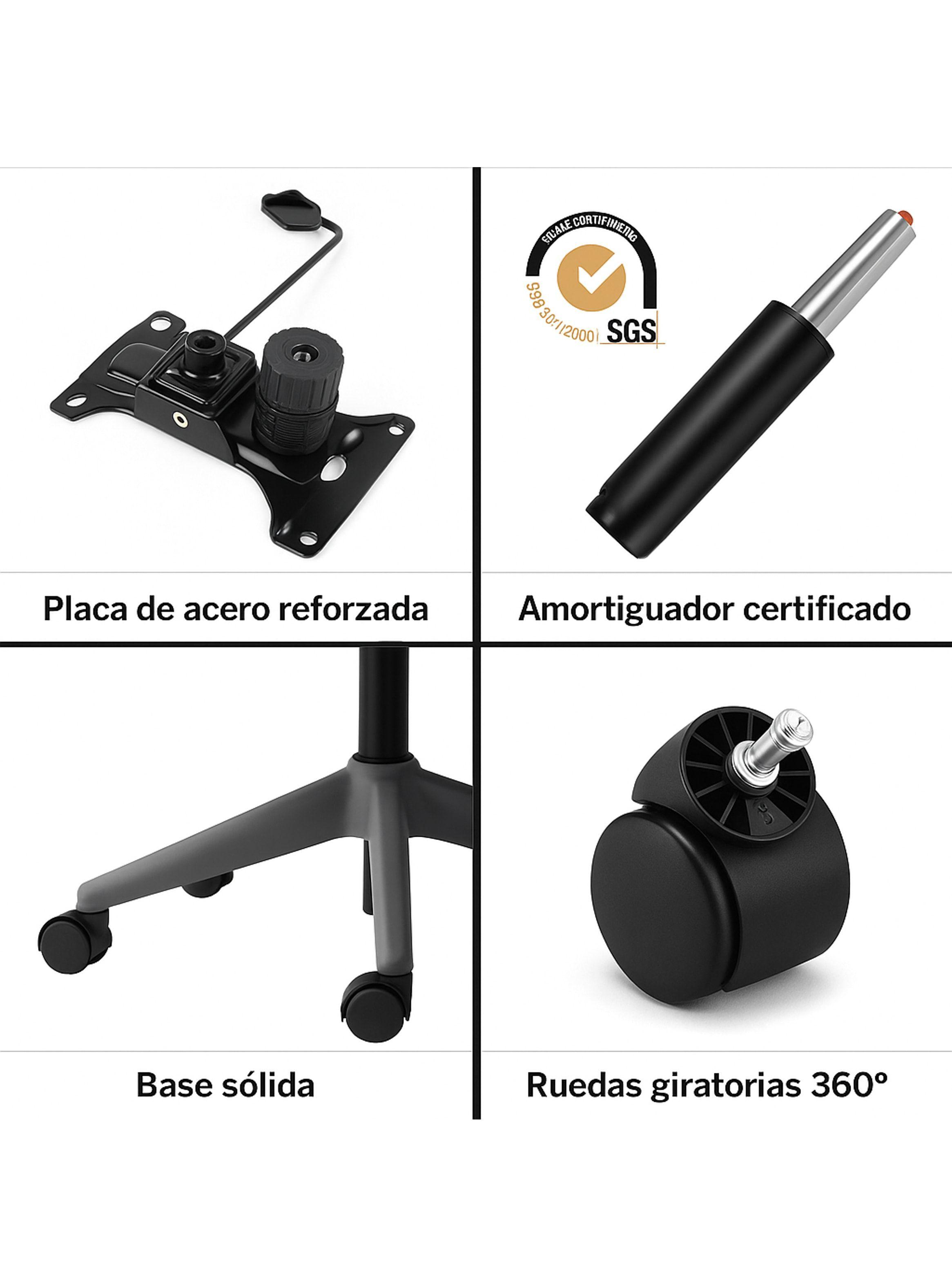 Silla Ergonómica Oficina Soporte Lumbar Ajustable Giratorio Blanco-8