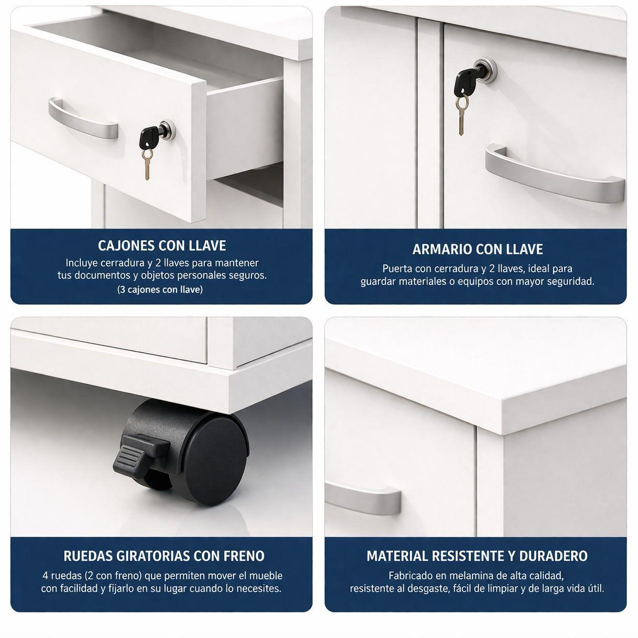 Mueble De Oficina Archivador Gabinete Con Llave Con Rueda-3